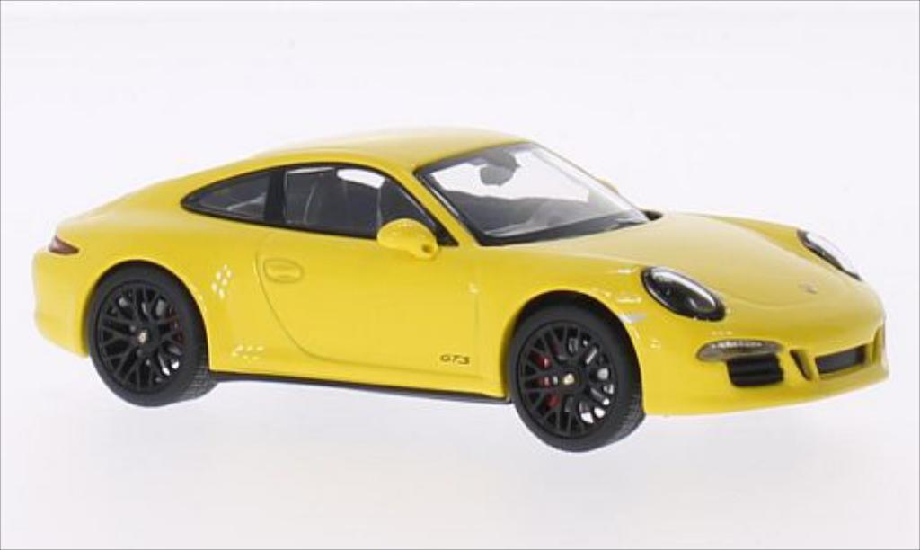 Porsche 991 GTS 1/43 Schuco Carrera GTS geel 2014 modelauto