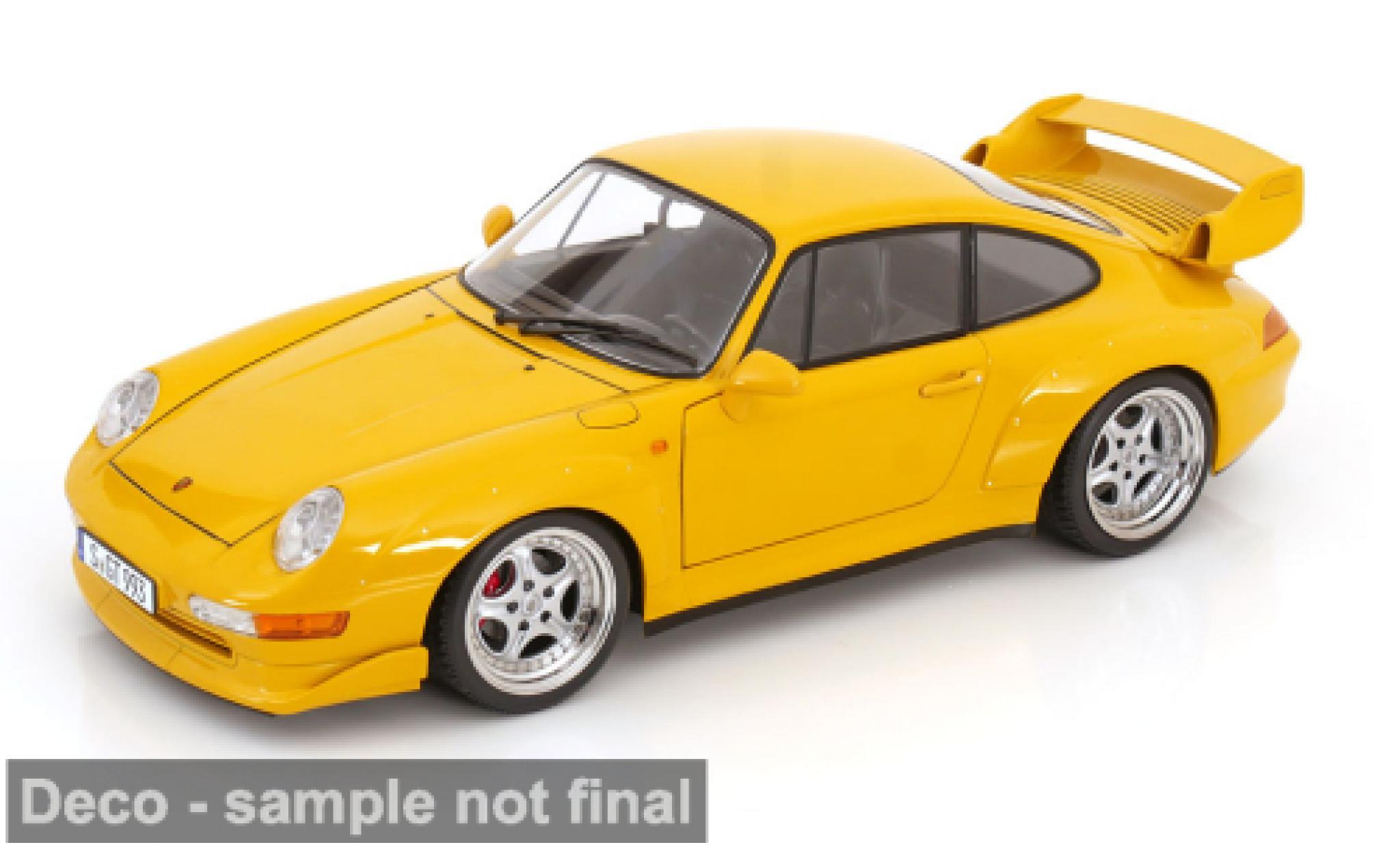 Porsche 993 GT2 1/12 KK Scale 911  geel 1996 1:12 modelauto