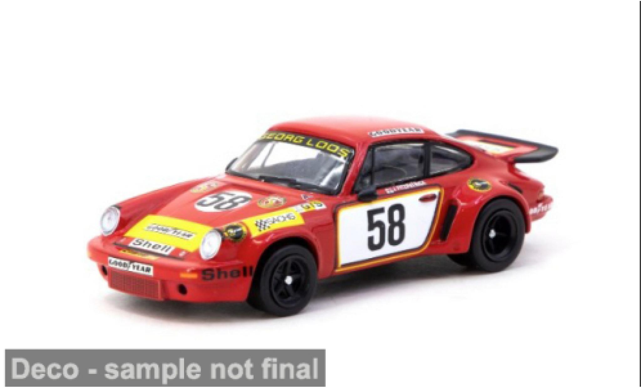 Porsche 930 RSR 1/64 Tarmac Works 911 Carrera 3.0 24h Le Mans 1975 Gelo Racing Team #58 J.Fitzpatrick/G.van Lennep 1:64 modelauto