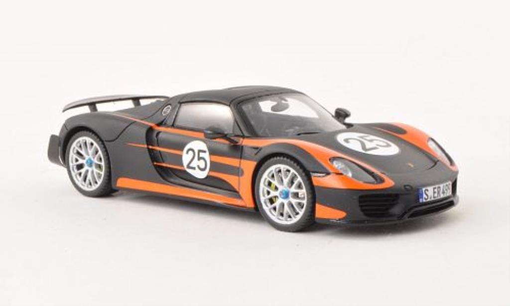 Porsche 918 1/43 Spark Spyder mit witach-Paket No.25 mattzwart/oranje 2013 modelauto