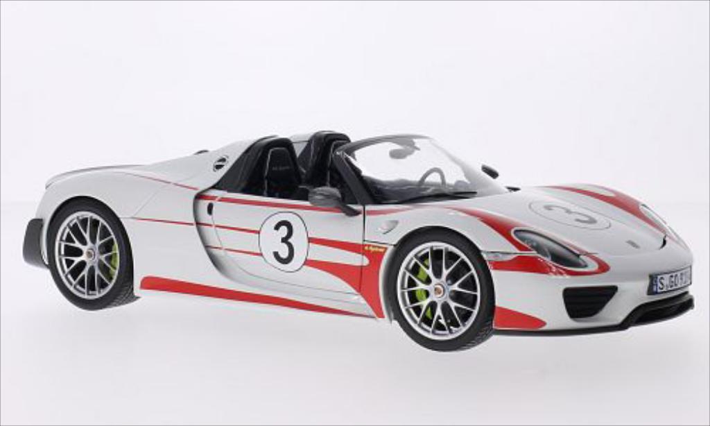 Porsche 918 1/18 Minichamps Spyder wit/Dekor 2013 modelauto