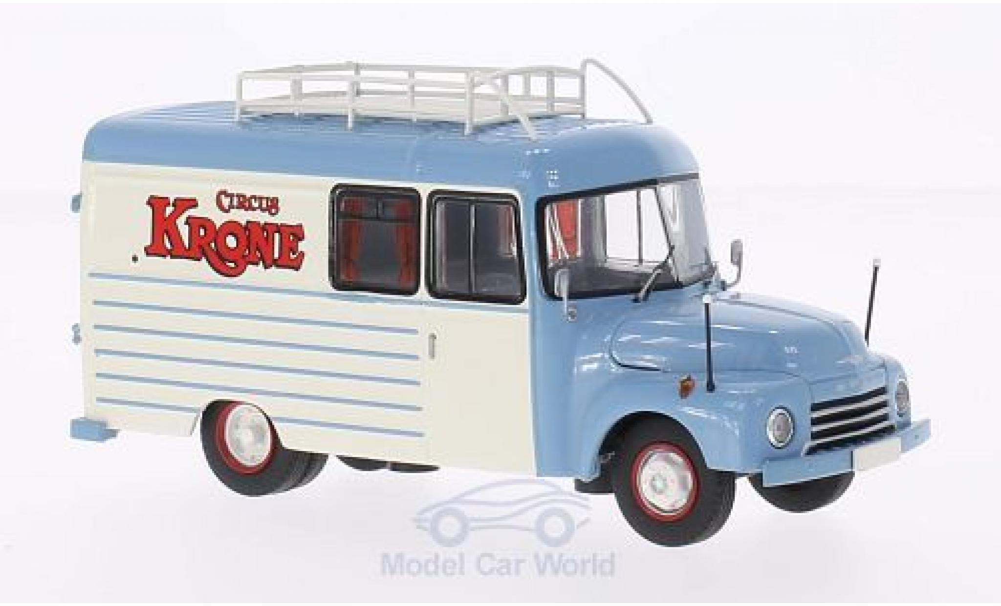 Opel Blitz 1/43 Premium ClassiXXs 175t Circus Krone Fenster-Koffer-LKW mit Dachgep&auml;cktr&auml;ger modelauto