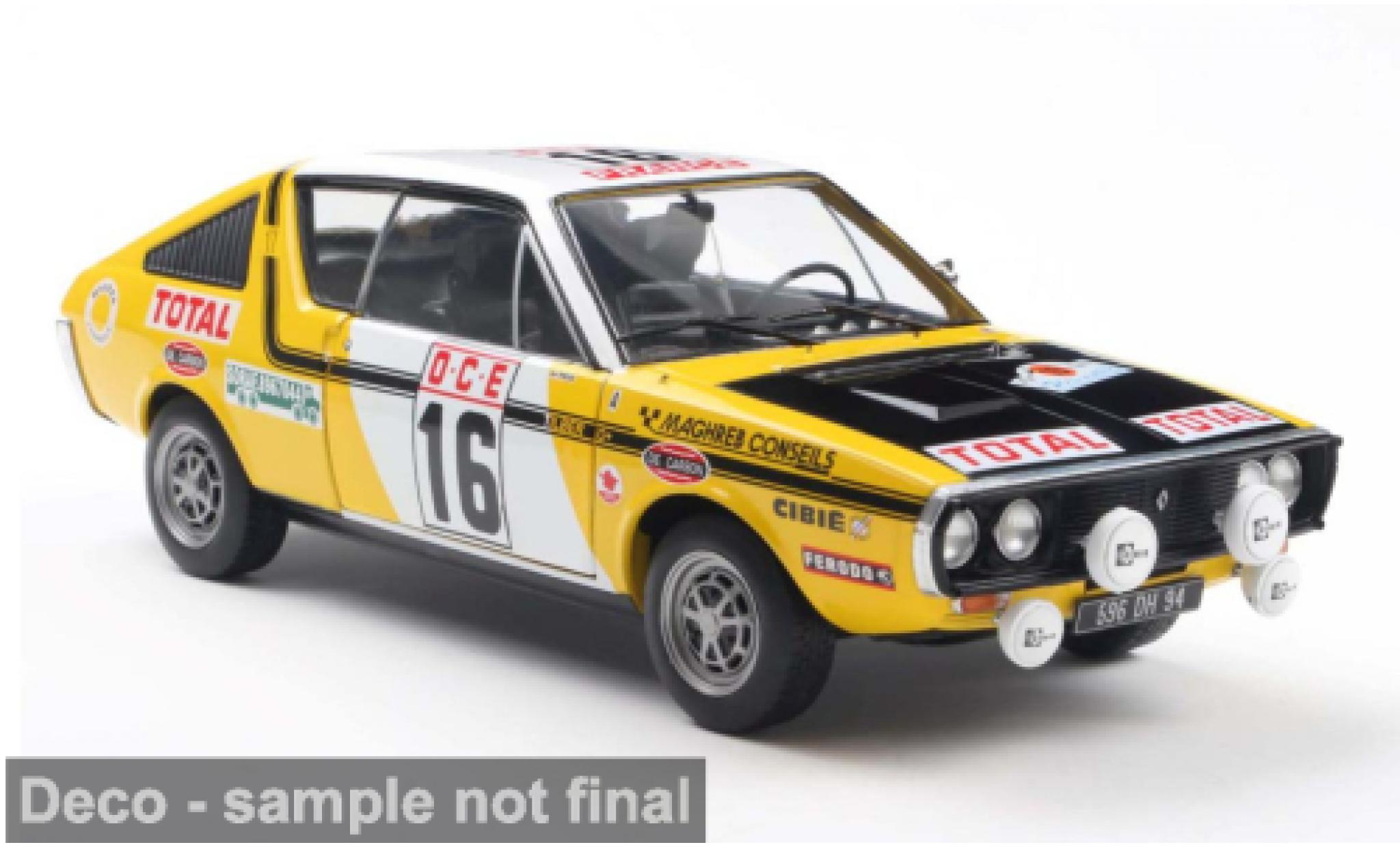 Renault 17 1/18 Solido PH.1 geel 1:18 modelauto