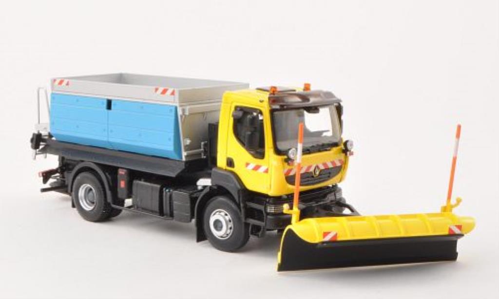 Renault Kerax 1/43 Norev geel Streufahrzeug mit Schneepflug 2008 modelauto