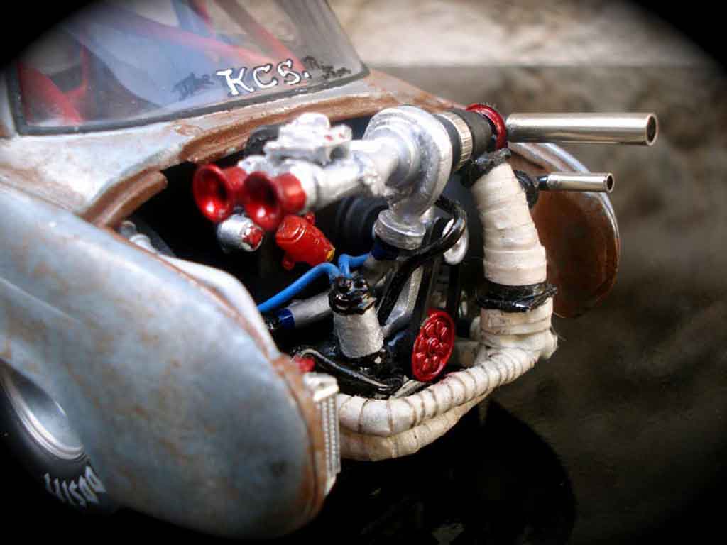 Renault Dauphine Base drag strip a moteur vw prepare 1/18 Norev