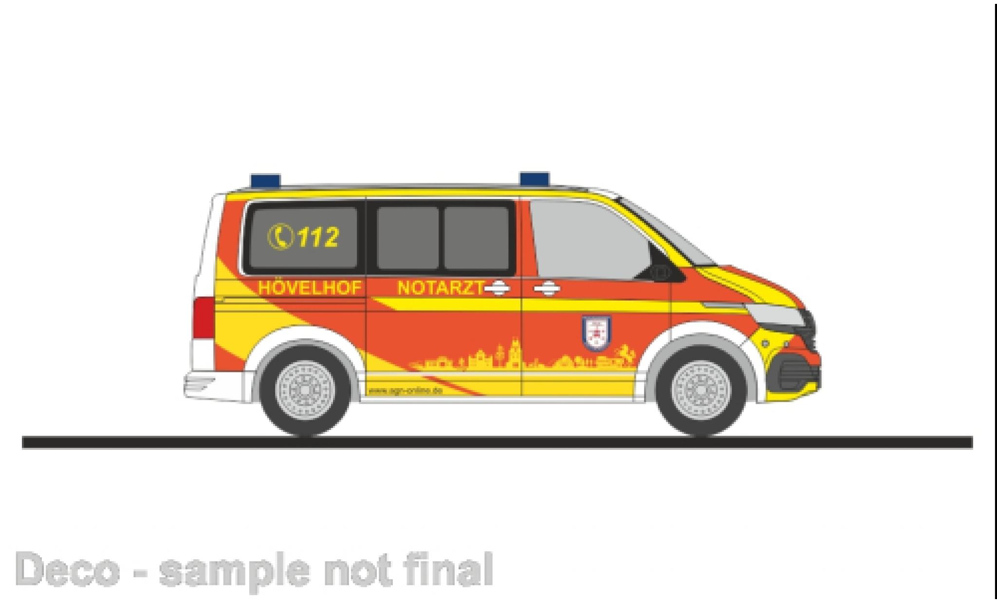 Volkswagen T6 1/87 Rietze .1 bus m&eacute;decin d H&ouml;velhof cercle Paderborn modelauto