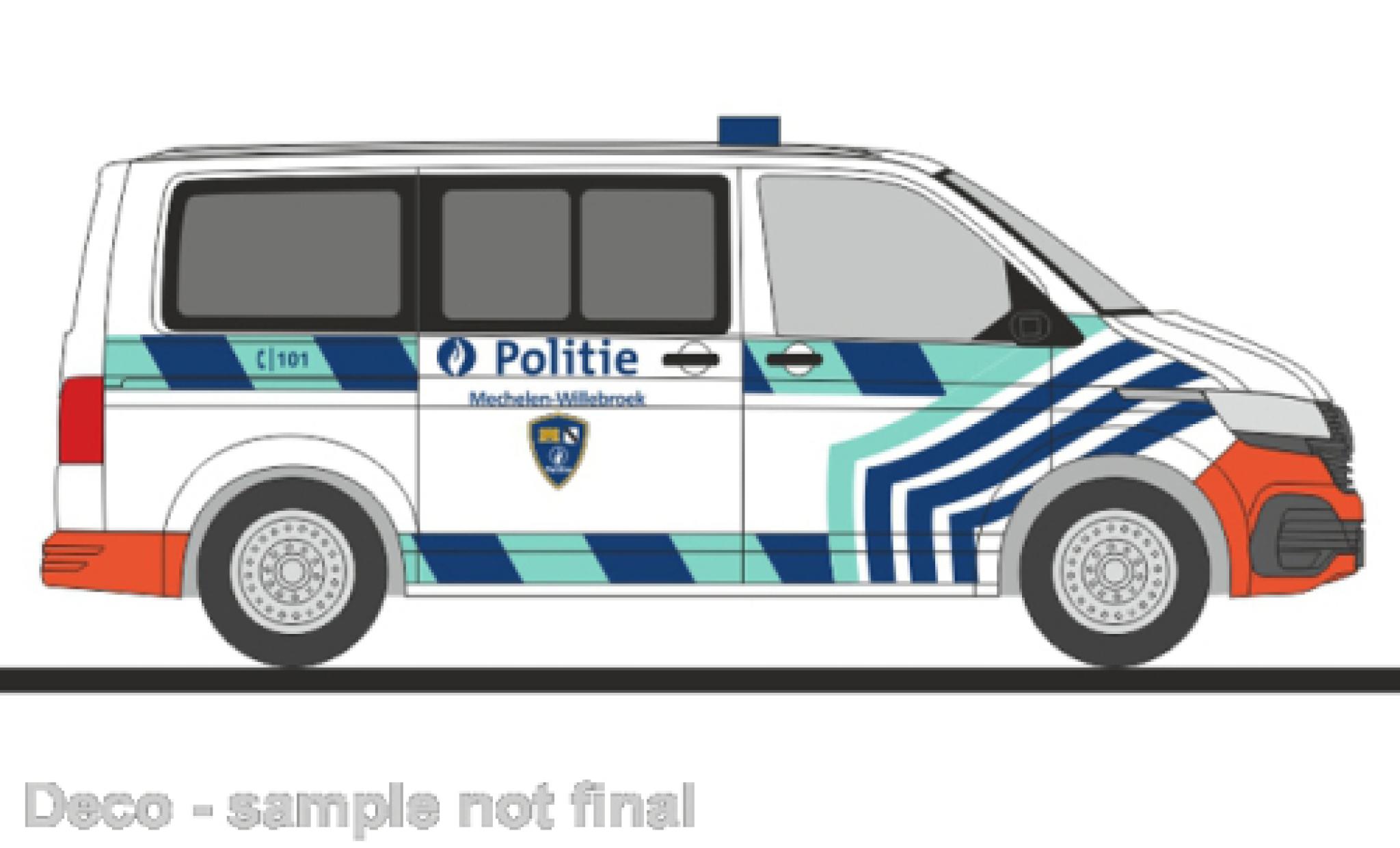 Volkswagen T6 1/87 Rietze .1 bus Politie Mechelen (BE) modelauto