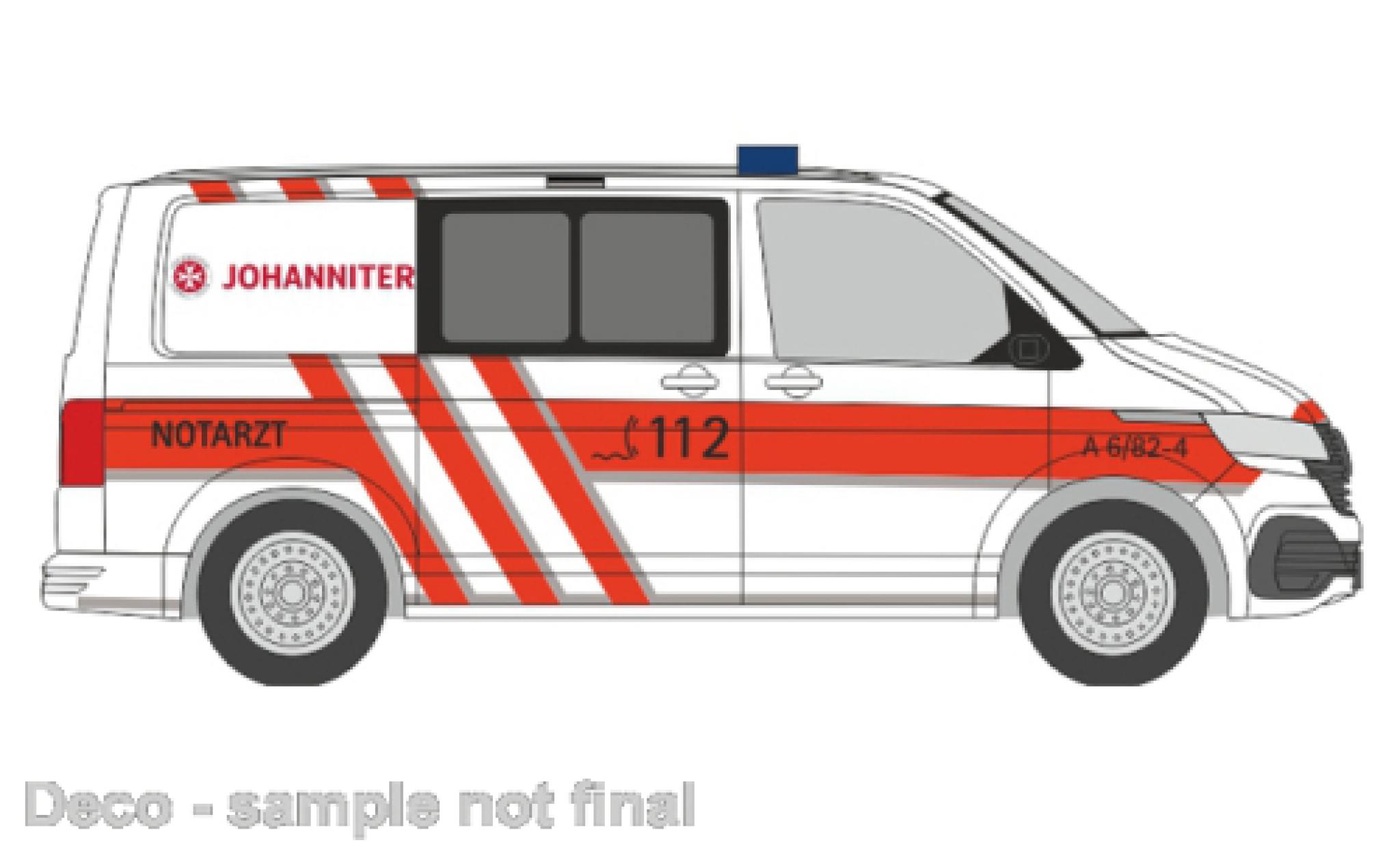 Volkswagen T6 1/87 Rietze .1 la Johanniter Stuttgart modelauto