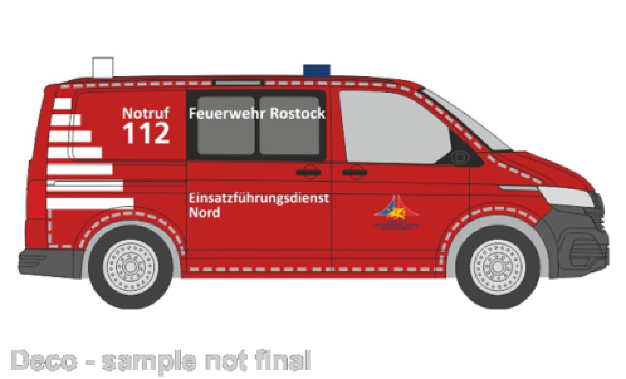 Volkswagen T6 1/87 Rietze .1 brandweer Rostock modelauto