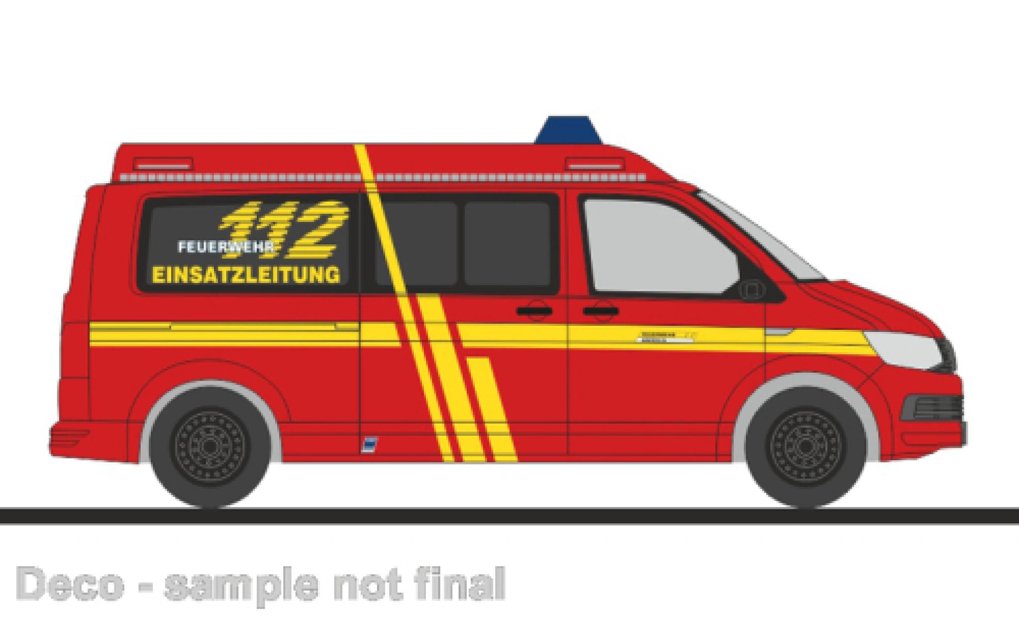 Volkswagen T6 1/87 Rietze bus brandweer Krefeld modelauto