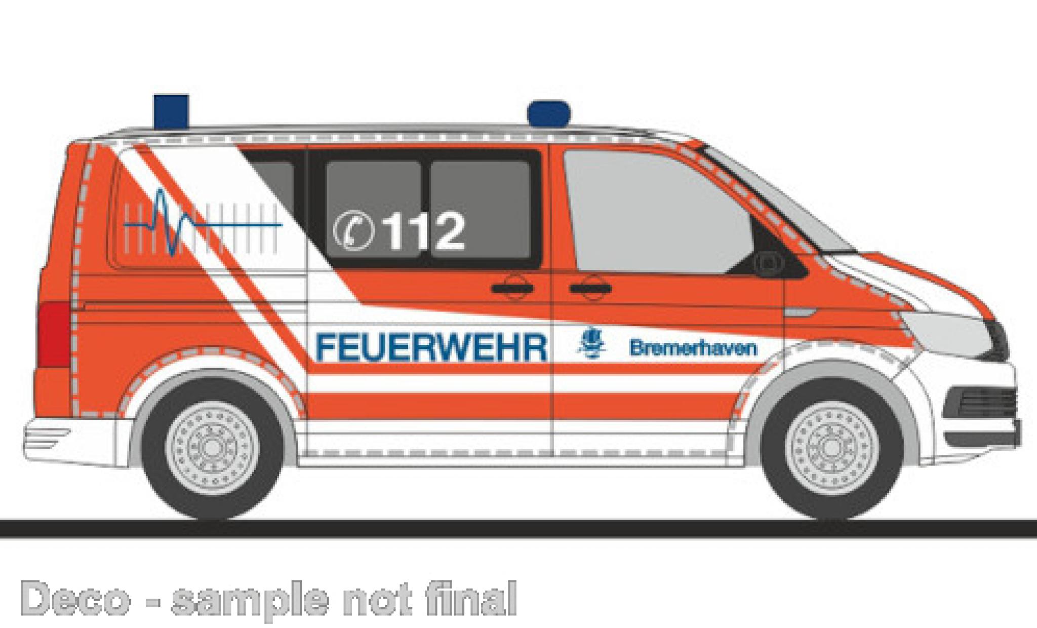 Volkswagen T6 1/87 Rietze brandweer Bremerhaven modelauto