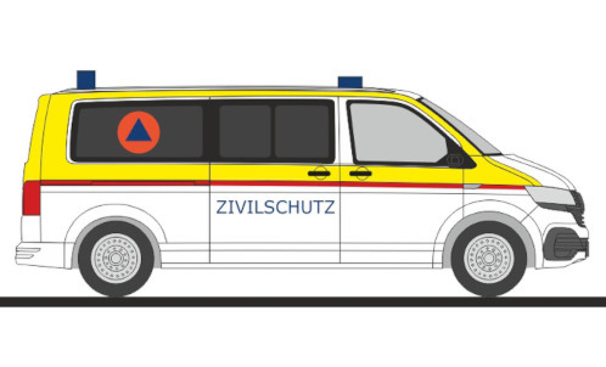 Volkswagen T6 1/87 Rietze .1 Bus BA f&uuml;r Bev&ouml;lkerungs- und Katastrophenschutz modelauto