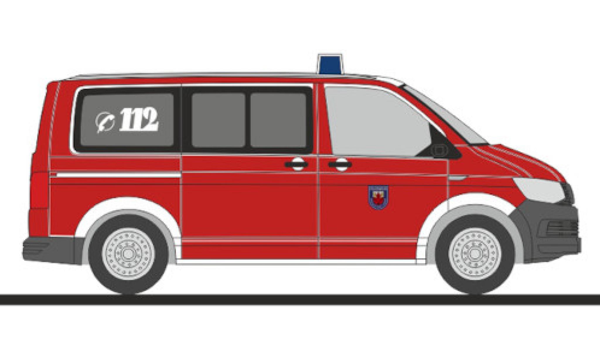 Volkswagen T6 1/87 Rietze Bus Brandweer Unna modelauto