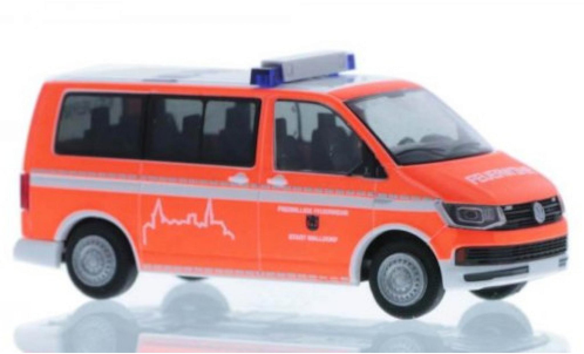 Volkswagen T6 1/87 Rietze Brandweer Walldorf court- empattement modelauto