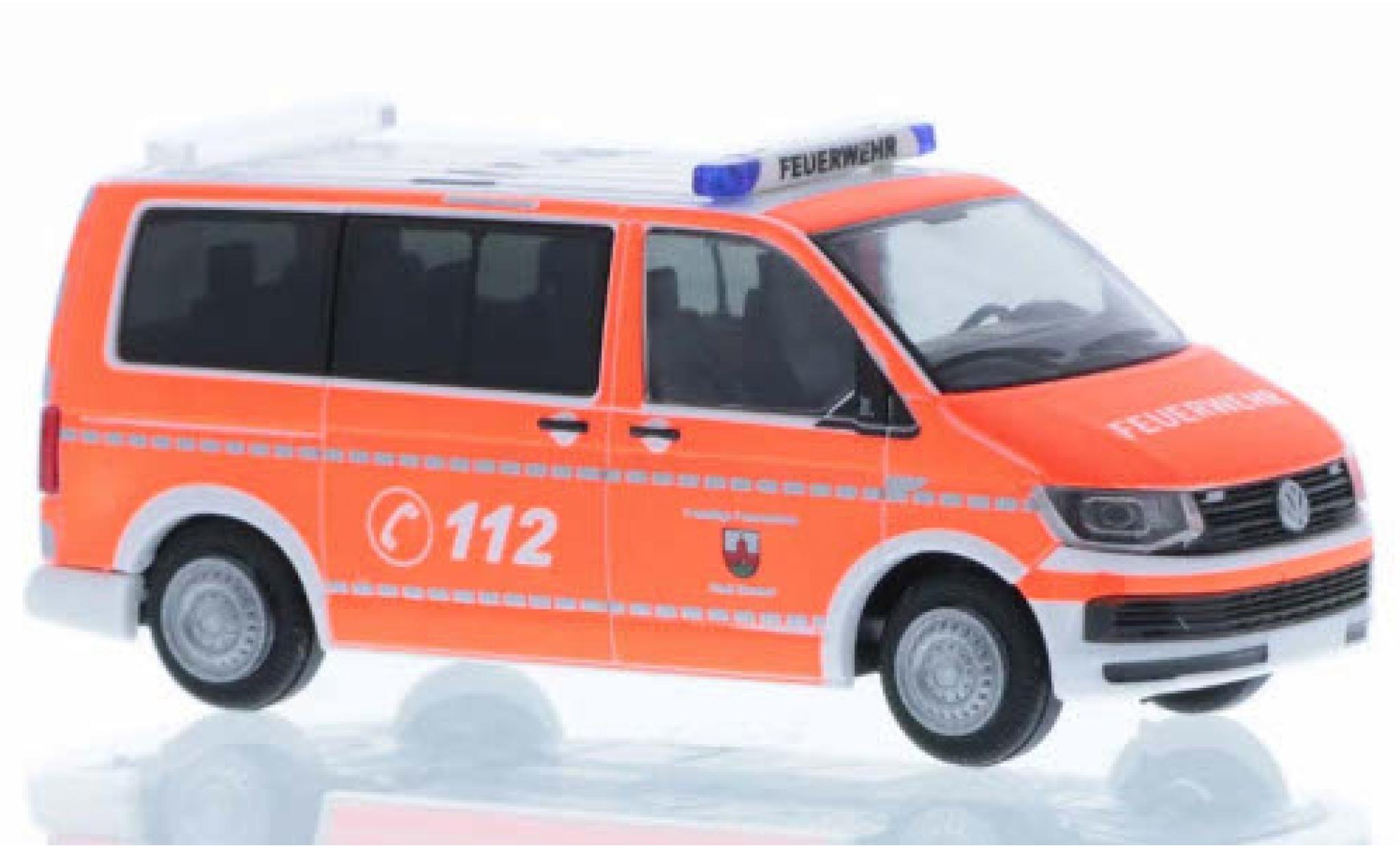 Volkswagen T6 1/87 Rietze Brandweer Zirndorf court- empattement modelauto