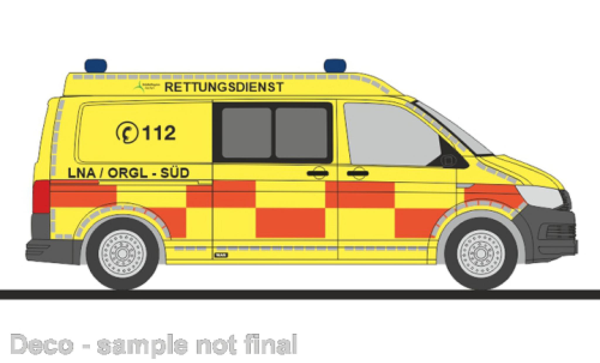 Volkswagen T6 1/87 Rietze Halbbus Rettungsdienst St&auml;dte Region Aachen 1:87 modelauto
