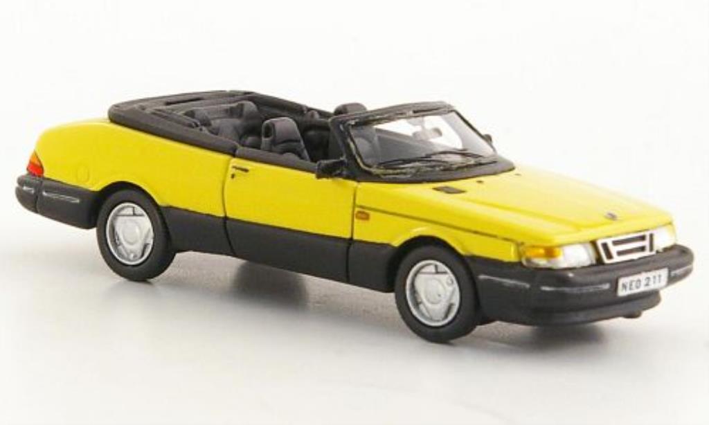 Saab 900 1/87 Neo Cabriolet geel 1987 modelauto