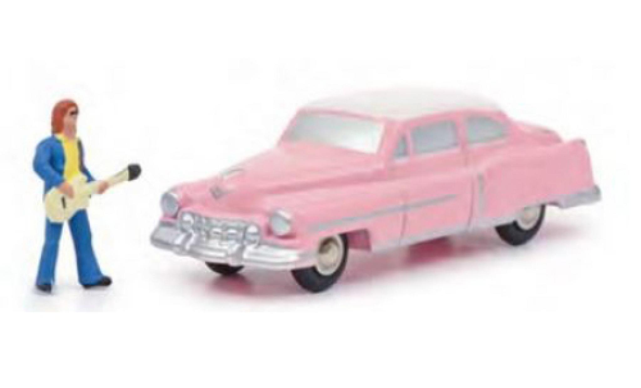 Cadillac Eldorado 1/90 Schuco roze/wit The King avec figurine modelauto