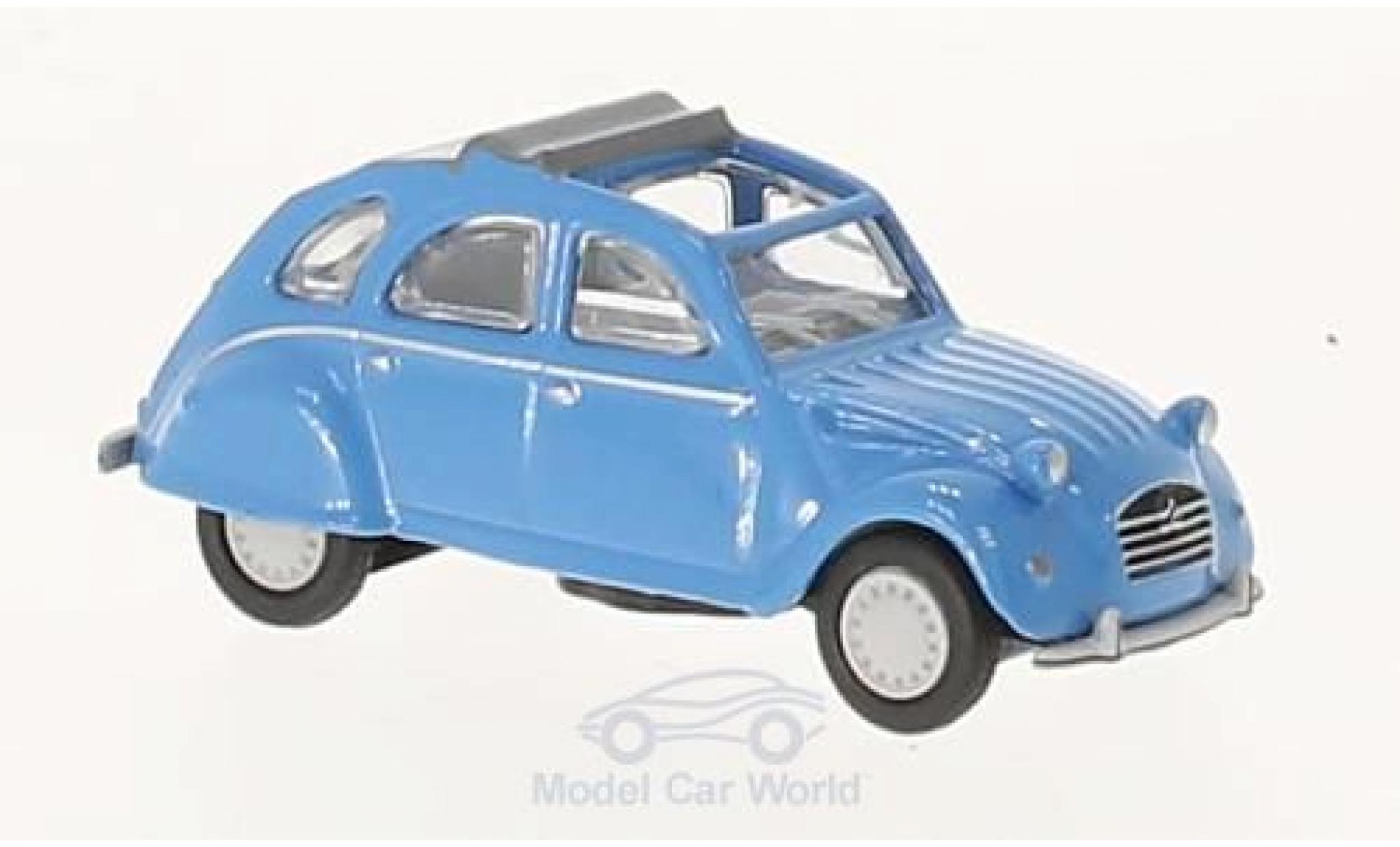 Citroen 2CV 1/87 Schuco 2 CV blauw mit ge&ouml;ffnetem Verdeck modelauto