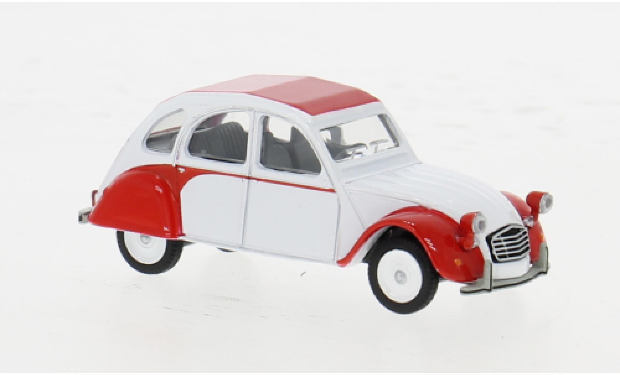 Citroen 2CV 1/64 Schuco Dolly wit/rood 1:64 modelauto