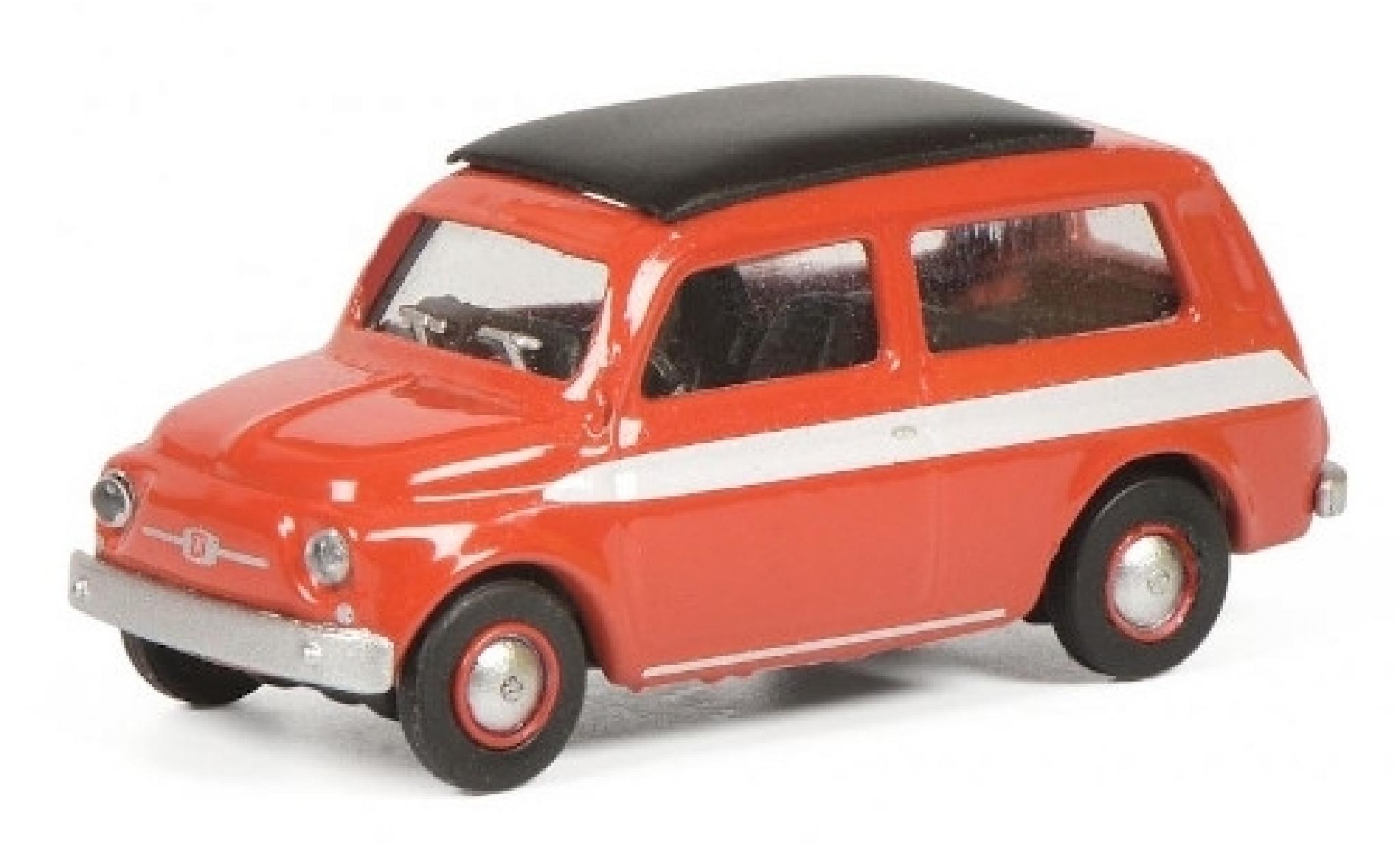 Fiat 500 1/87 Schuco Giardiniera rood/wit modelauto