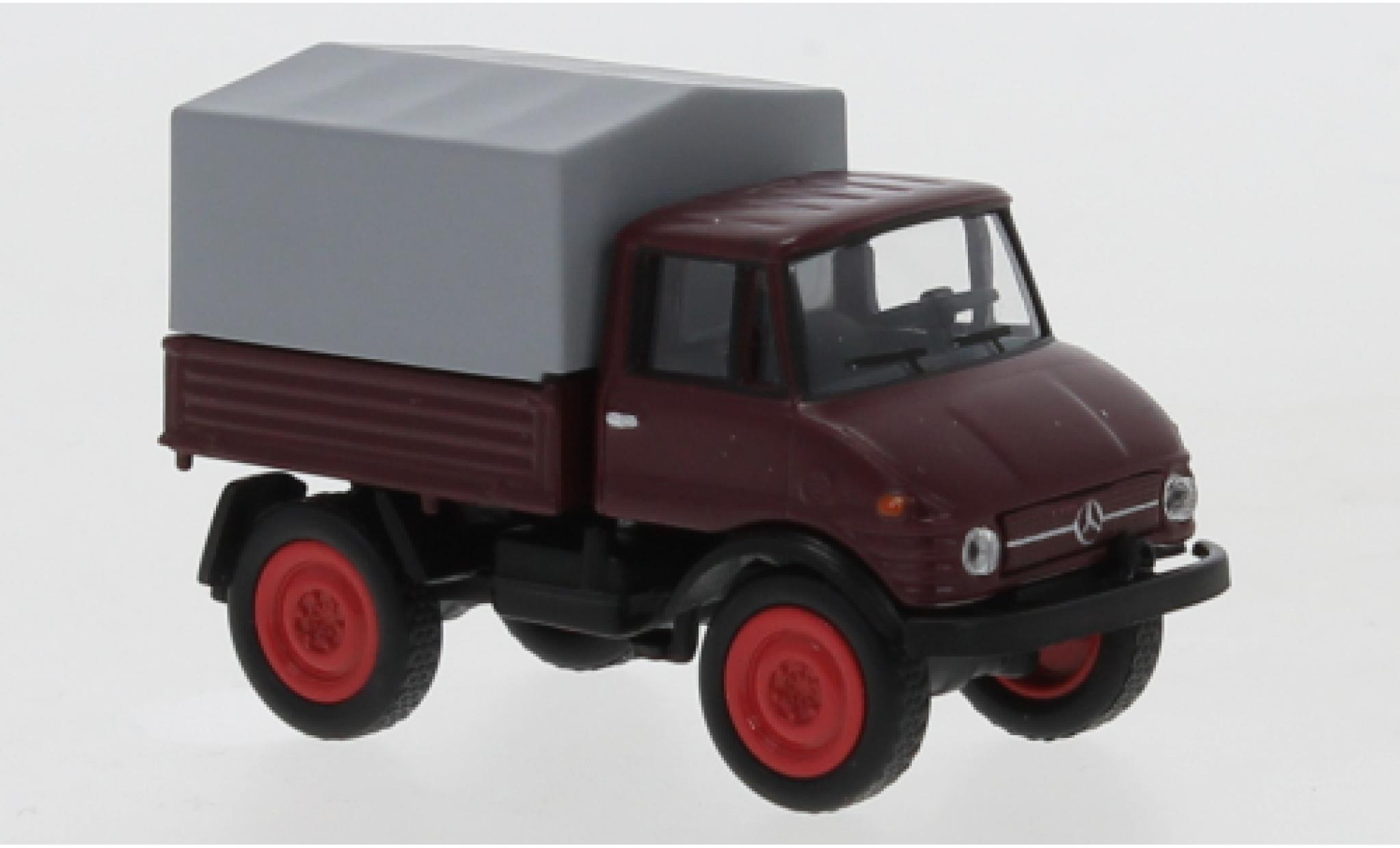 Mercedes Unimog 1/87 Schuco U406 rood avec toile modelauto