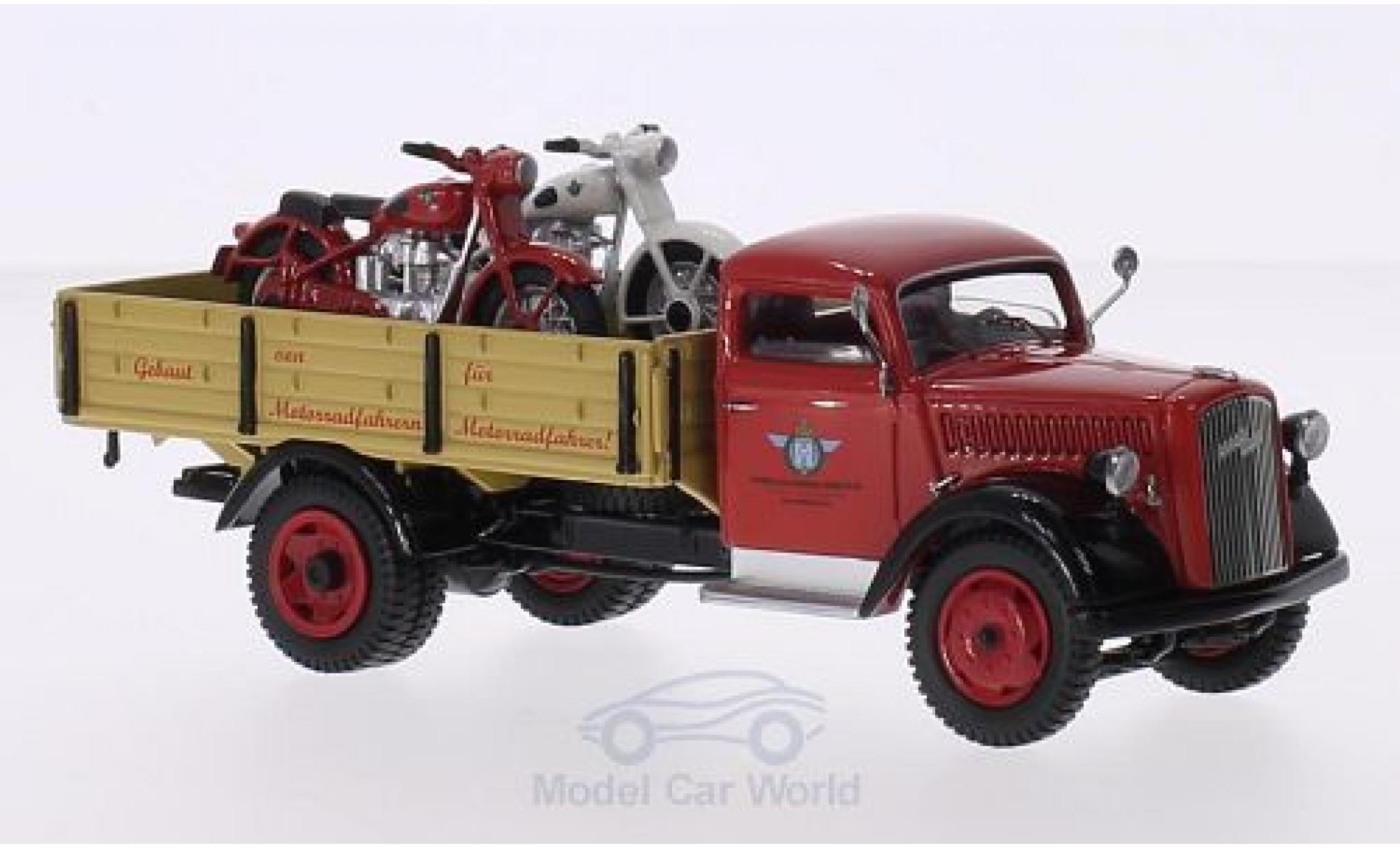 Opel Blitz 1/43 Schuco Pritsche Horex mit 2 Horex Regina als Ladegut modelauto
