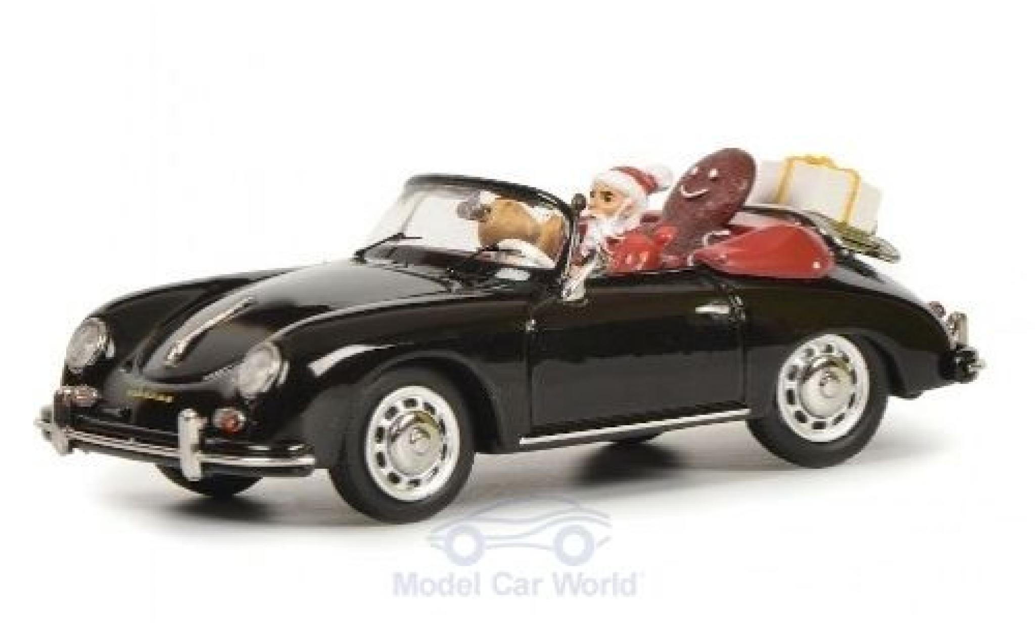 Porsche 356 1/43 Schuco A Cabriolet zwart Weihnachten 2019 mit Figuren und Ladung modelauto