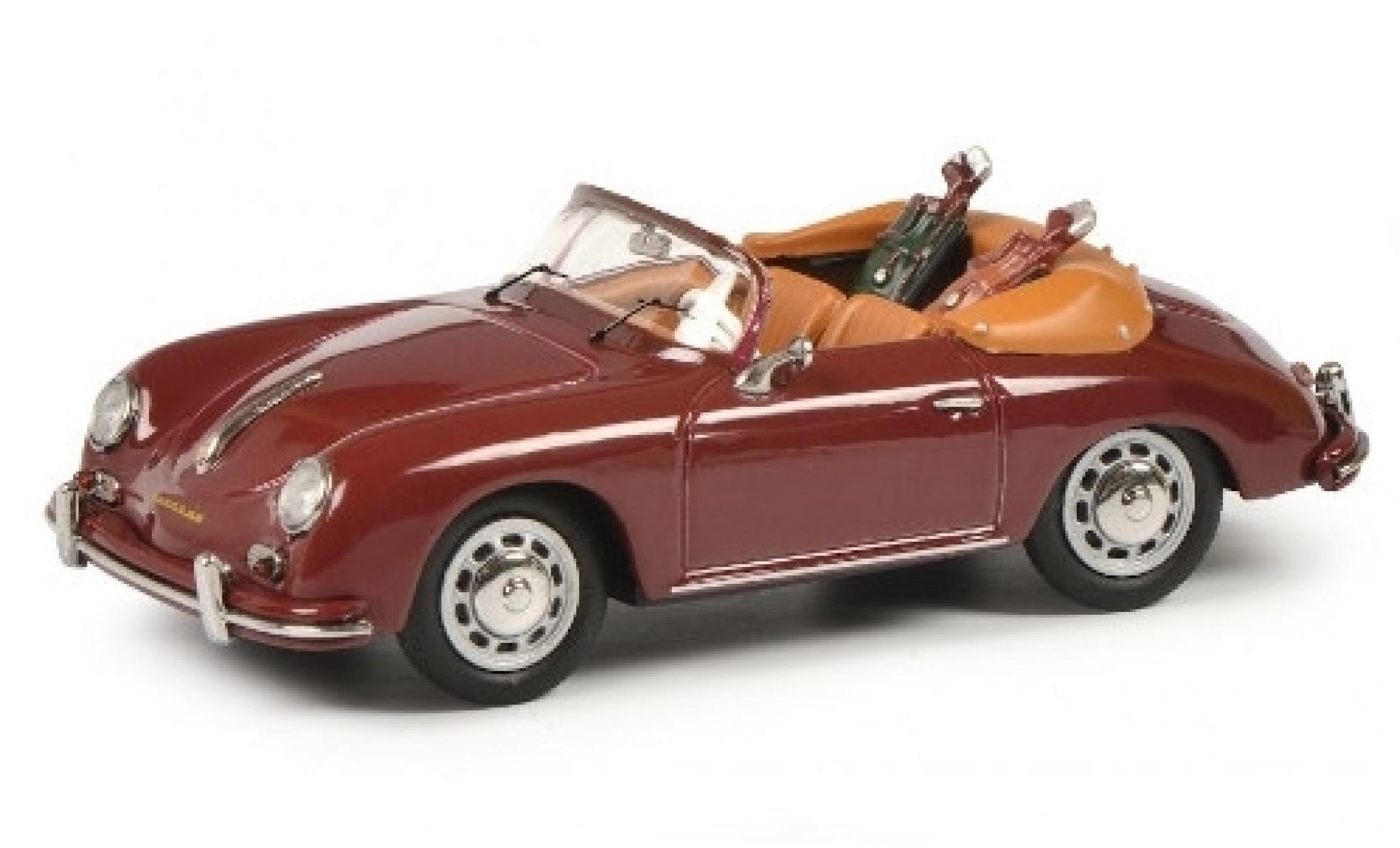 Porsche 356 1/43 Schuco A Cabriolet rood avec charge Golftaschen modelauto