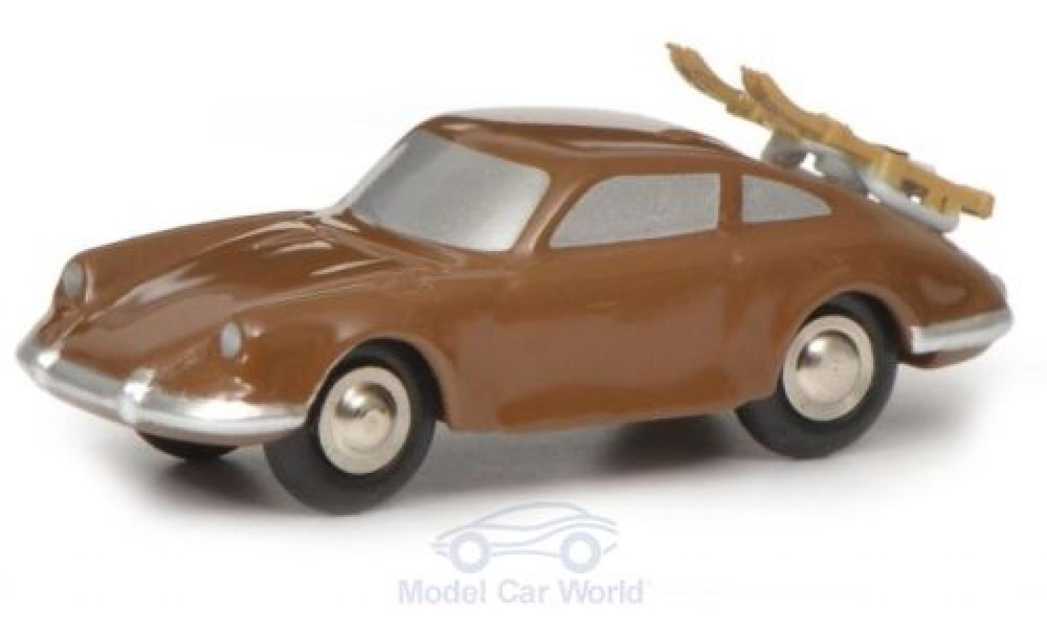 Porsche 911 1/90 Schuco bruin mit Skitr&auml;ger modelauto