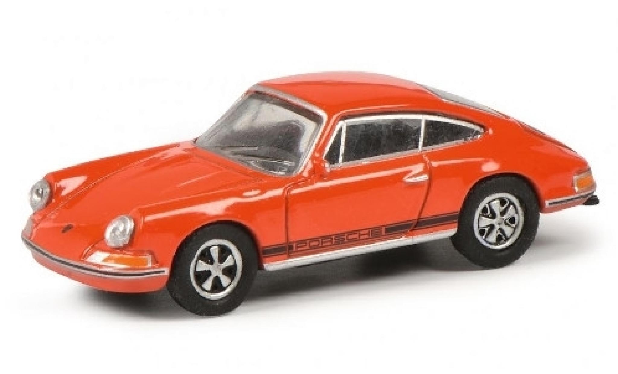 Porsche 911 1/87 Schuco S oranje/zwart modelauto