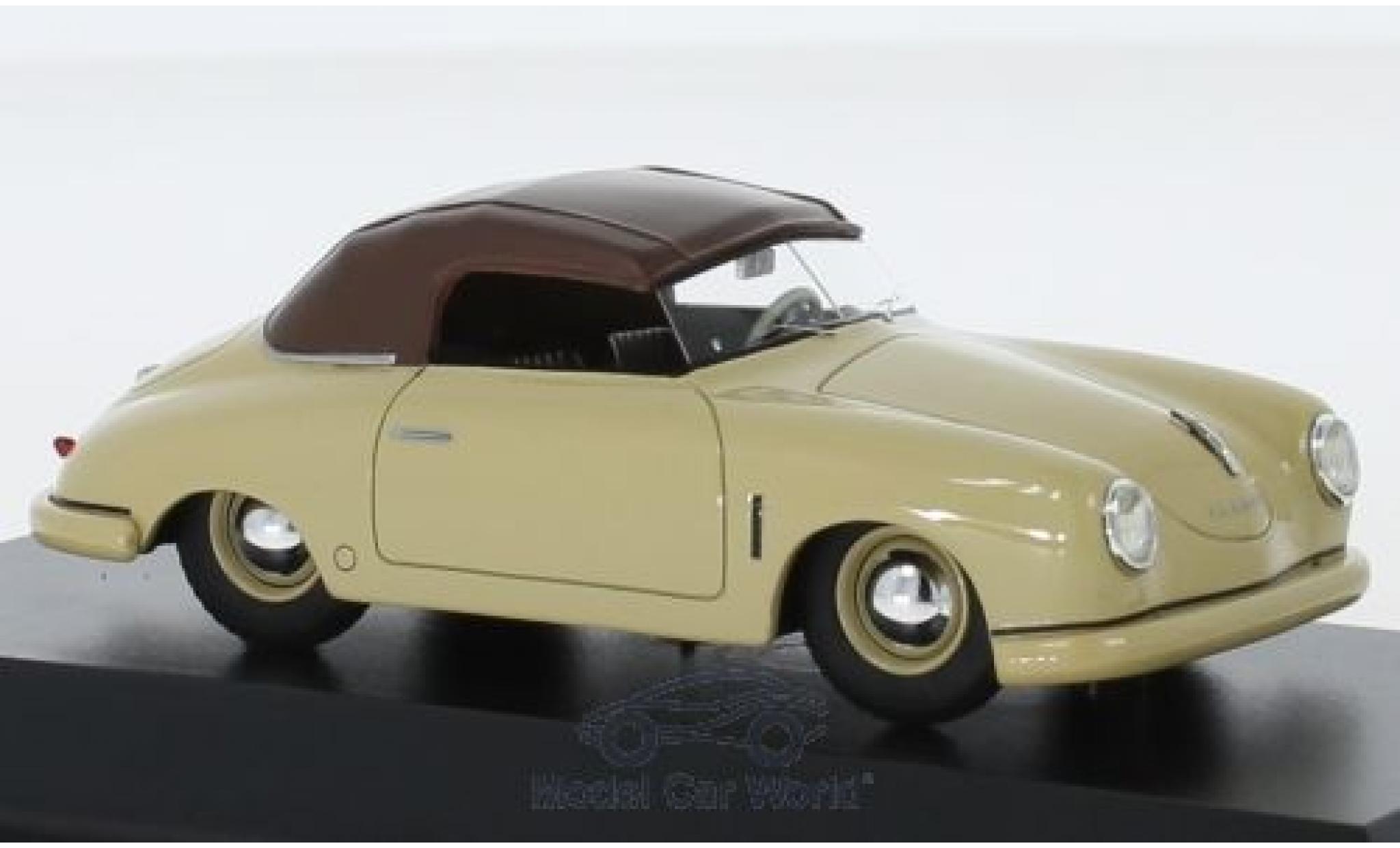 Porsche 356 1/43 Schuco Gm&uuml;nd Cabriolet beige/bruin modelauto