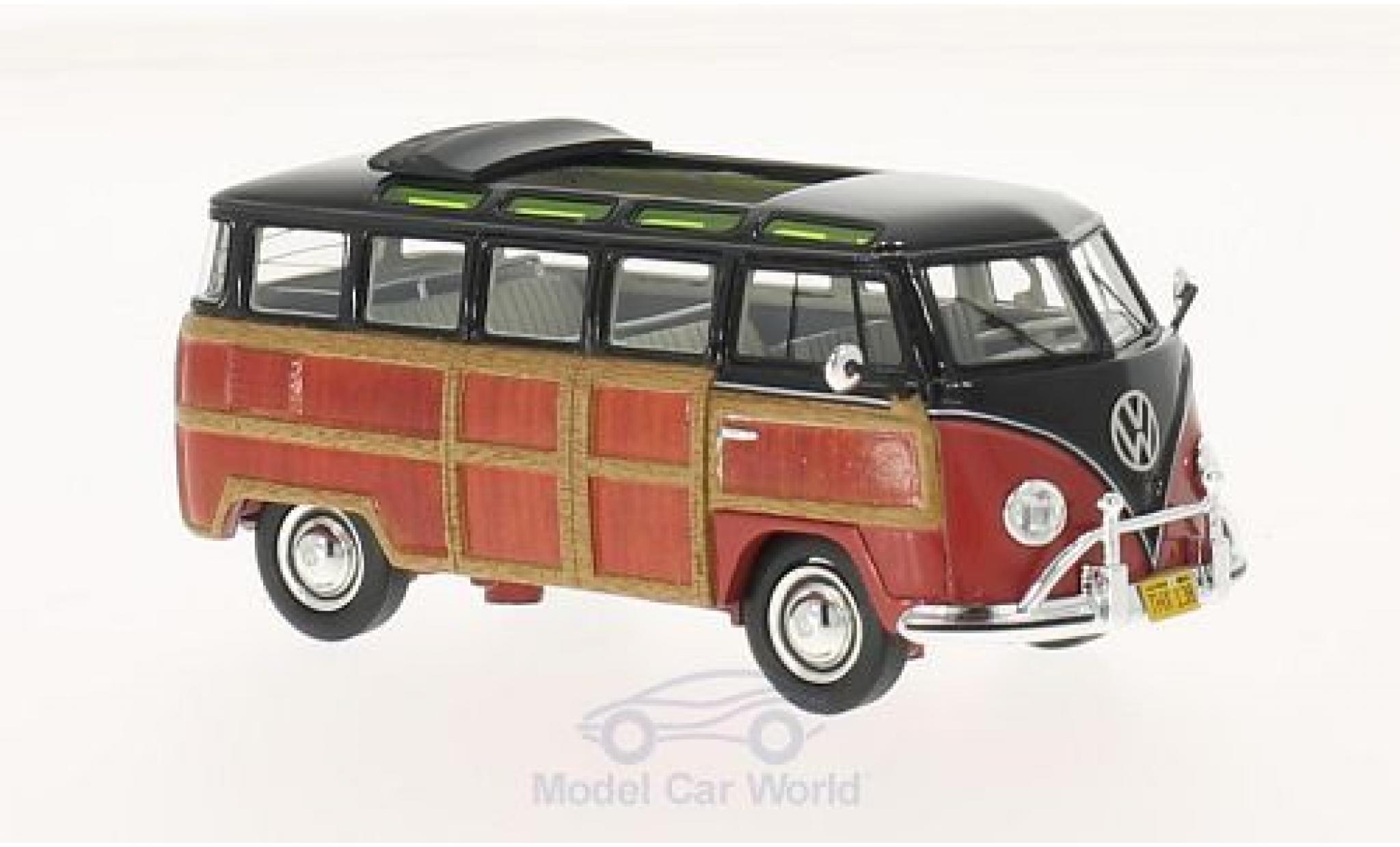 Volkswagen T1 B 1/43 Schuco Samba zwart/Holzoptik Woody modelauto