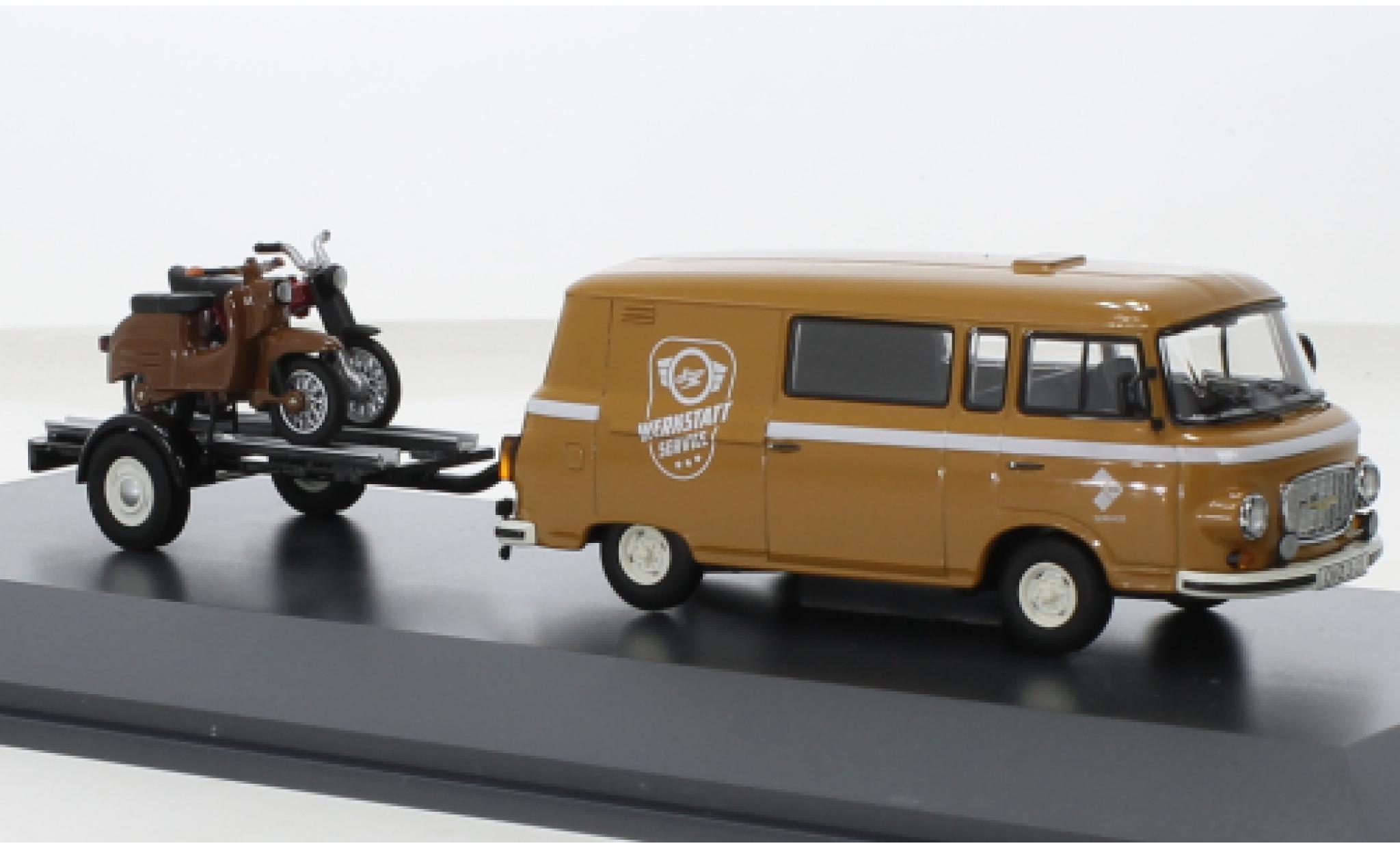 Barkas B1000 1/43 Schuco demi bus beige Simson Werkstatt Service 1965 modelauto