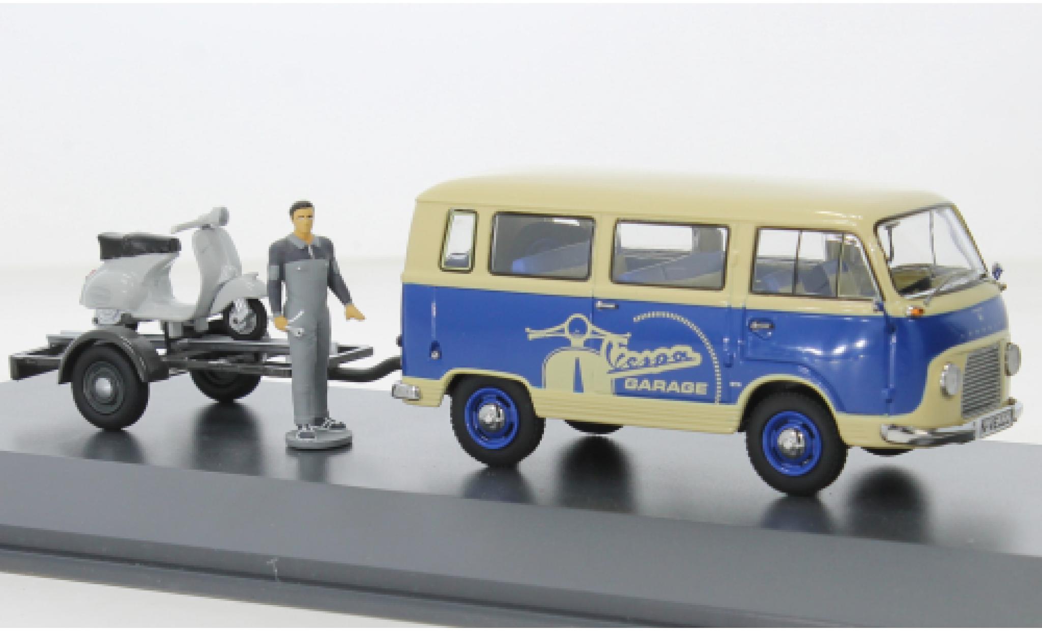 Ford FK 1/43 Schuco 1000 bus blauw/beige Vespa 1953 modelauto