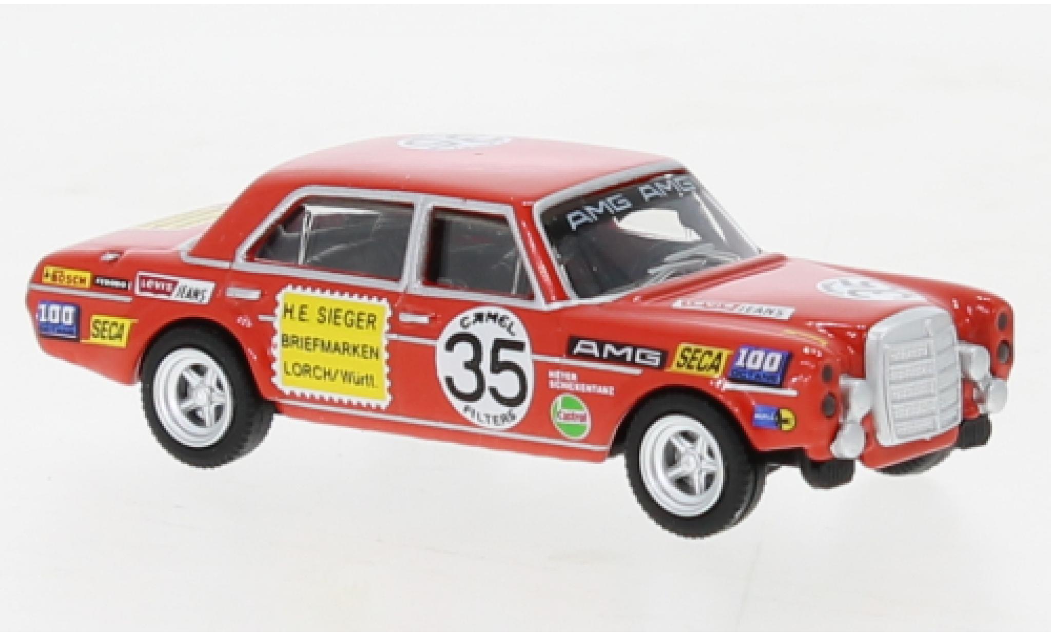 Mercedes 300 1/87 Schuco SEL 6.8 AMG No.35 Briefmarken Sieger 24h Spa 1971 modelauto