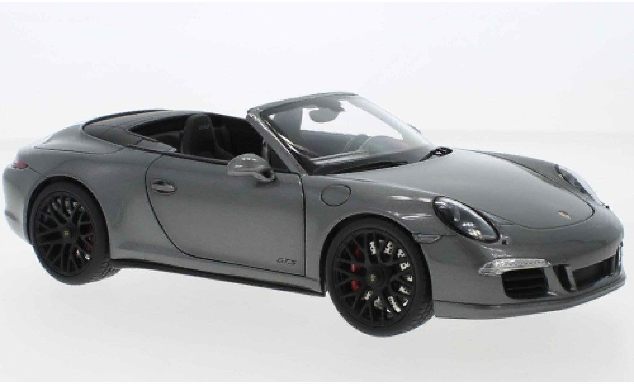 Porsche 991 GTS 1/18 Schuco 911 (.1) Carrera cabriolet metallic grijs modelauto