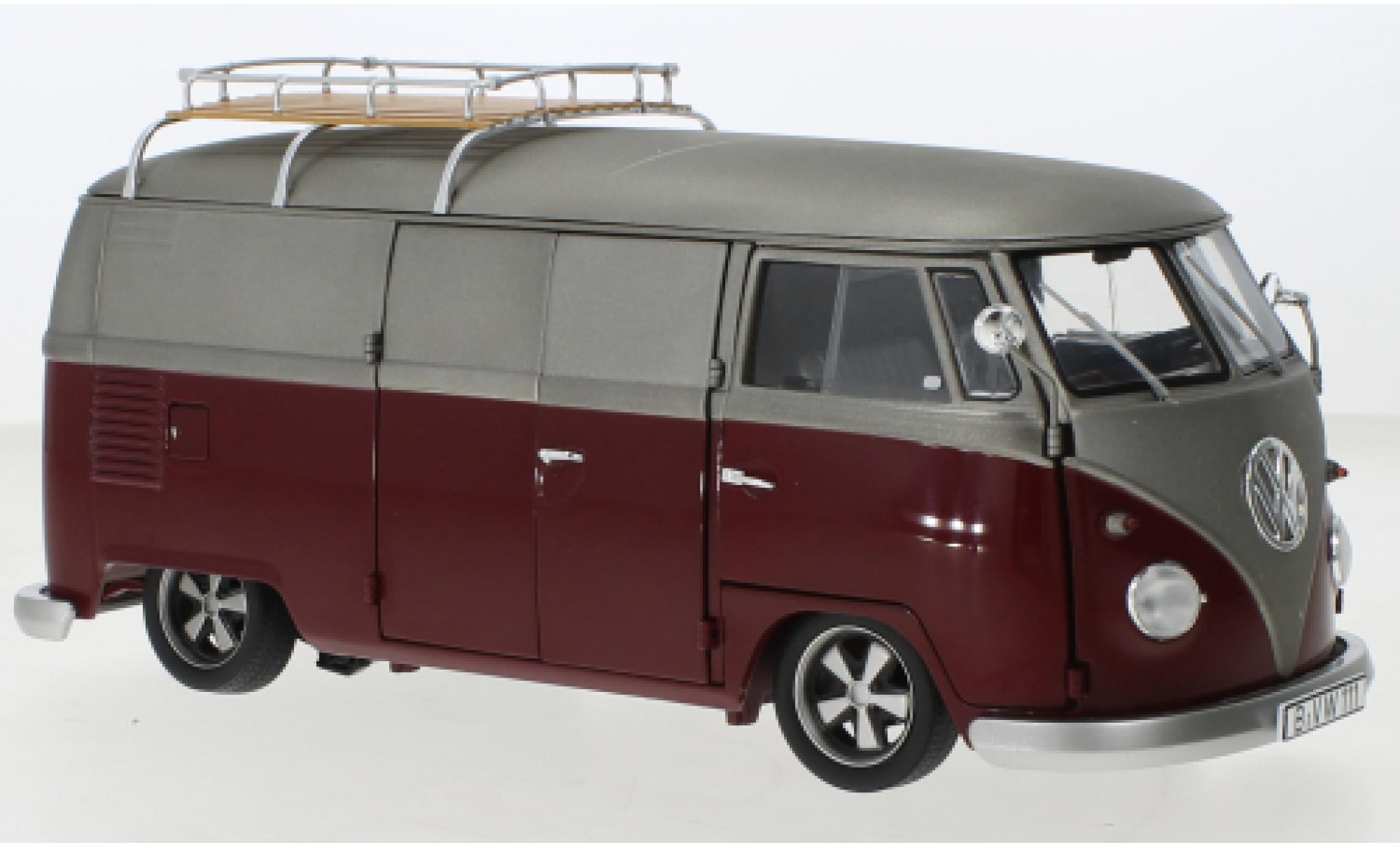 Volkswagen T1 1/18 Schuco b Bus Lowrider rood/matt-grijs modelauto