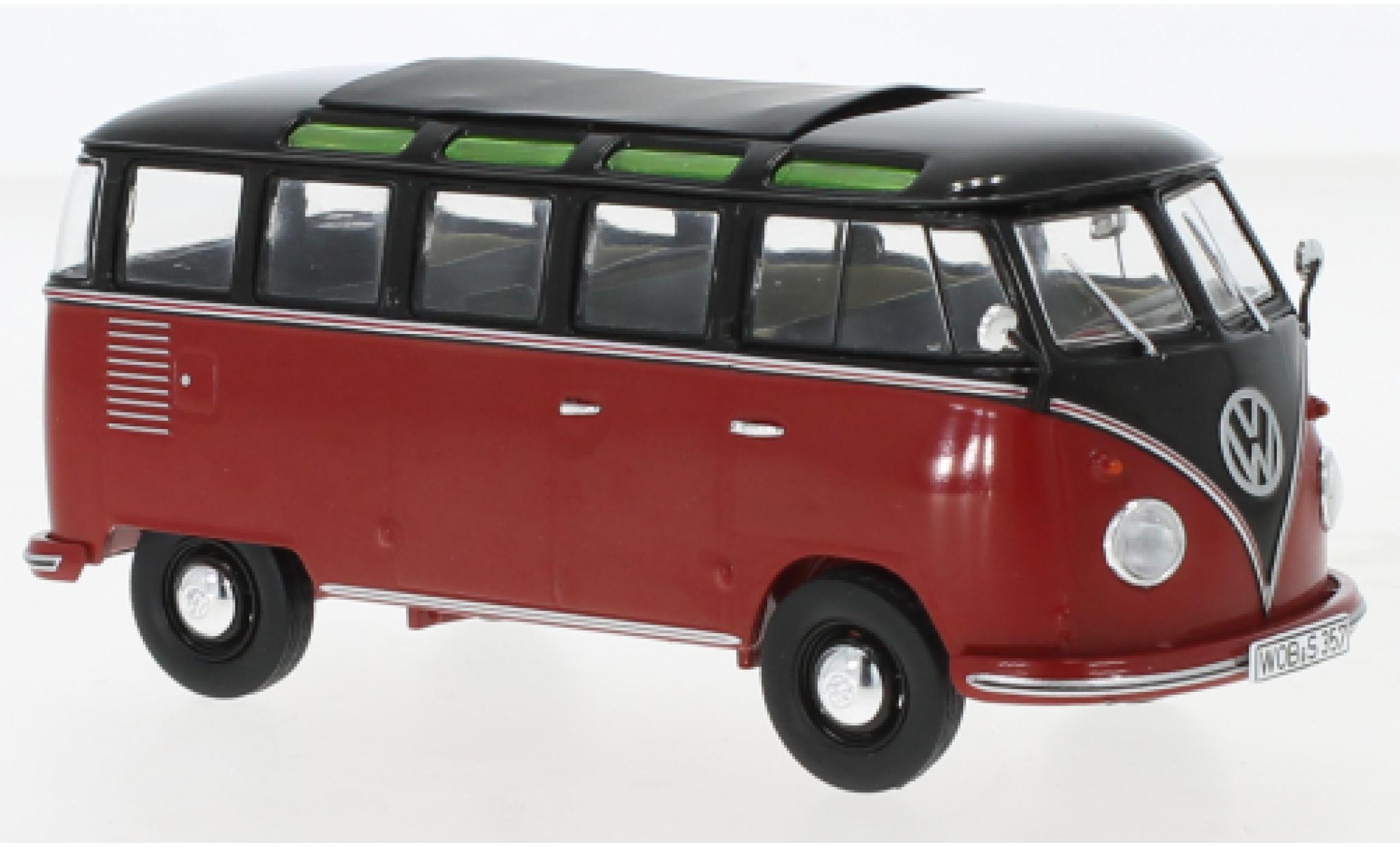 Volkswagen T1 1/32 Schuco b Samba zwart/rood modelauto