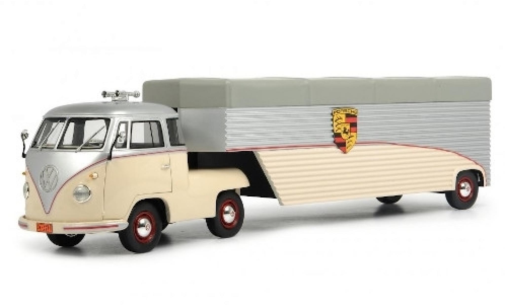 Volkswagen T1 1/18 Schuco Renntransporter Continental Motors Zugmaschine mit Auflieger modelauto