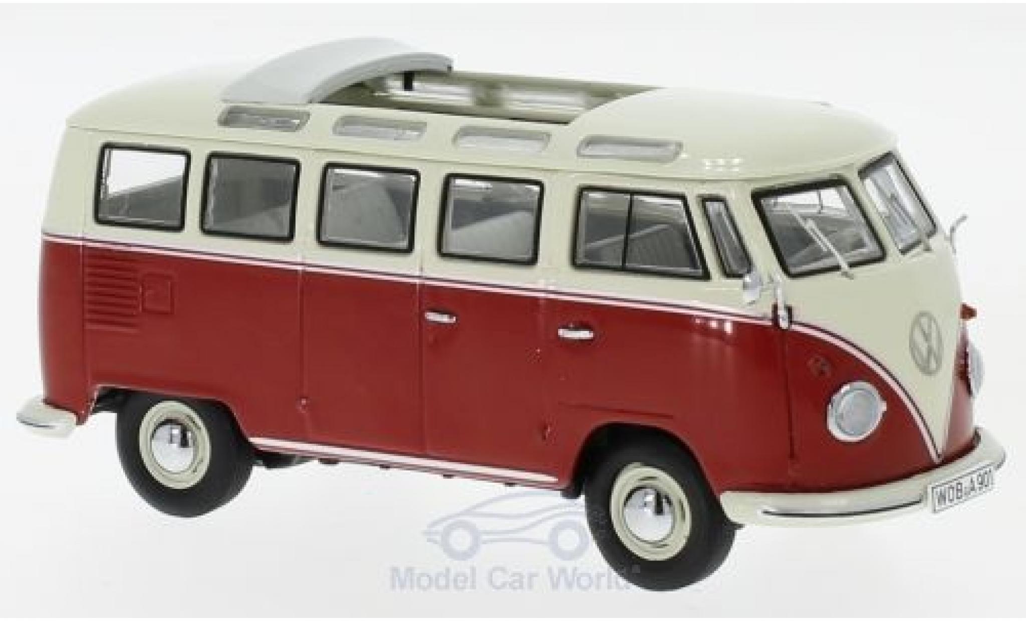 Volkswagen T1 B 1/43 Schuco b Samba Bus rood/beige modelauto