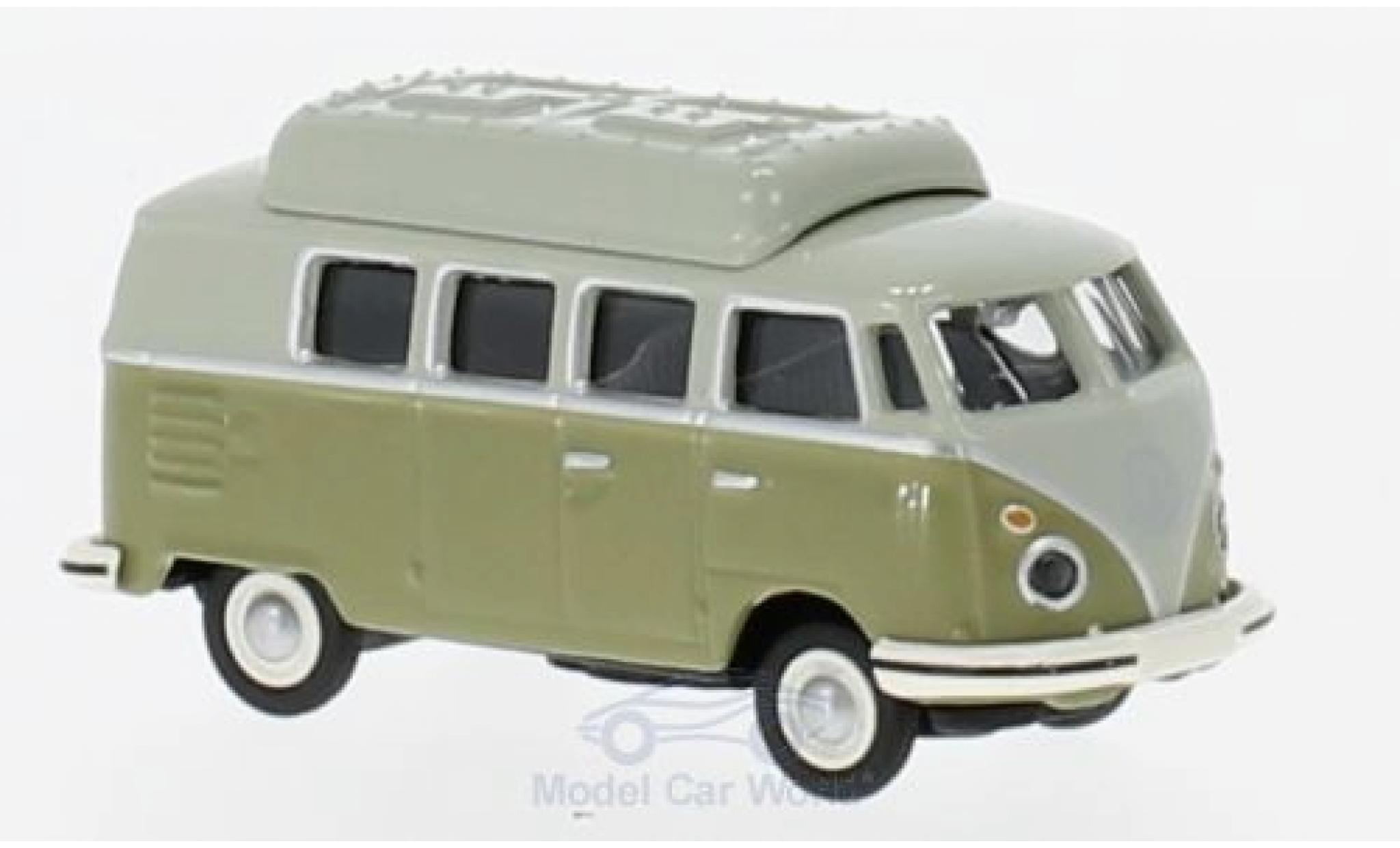 Volkswagen T1 A 1/87 Schuco c Camper groen/grijs modelauto