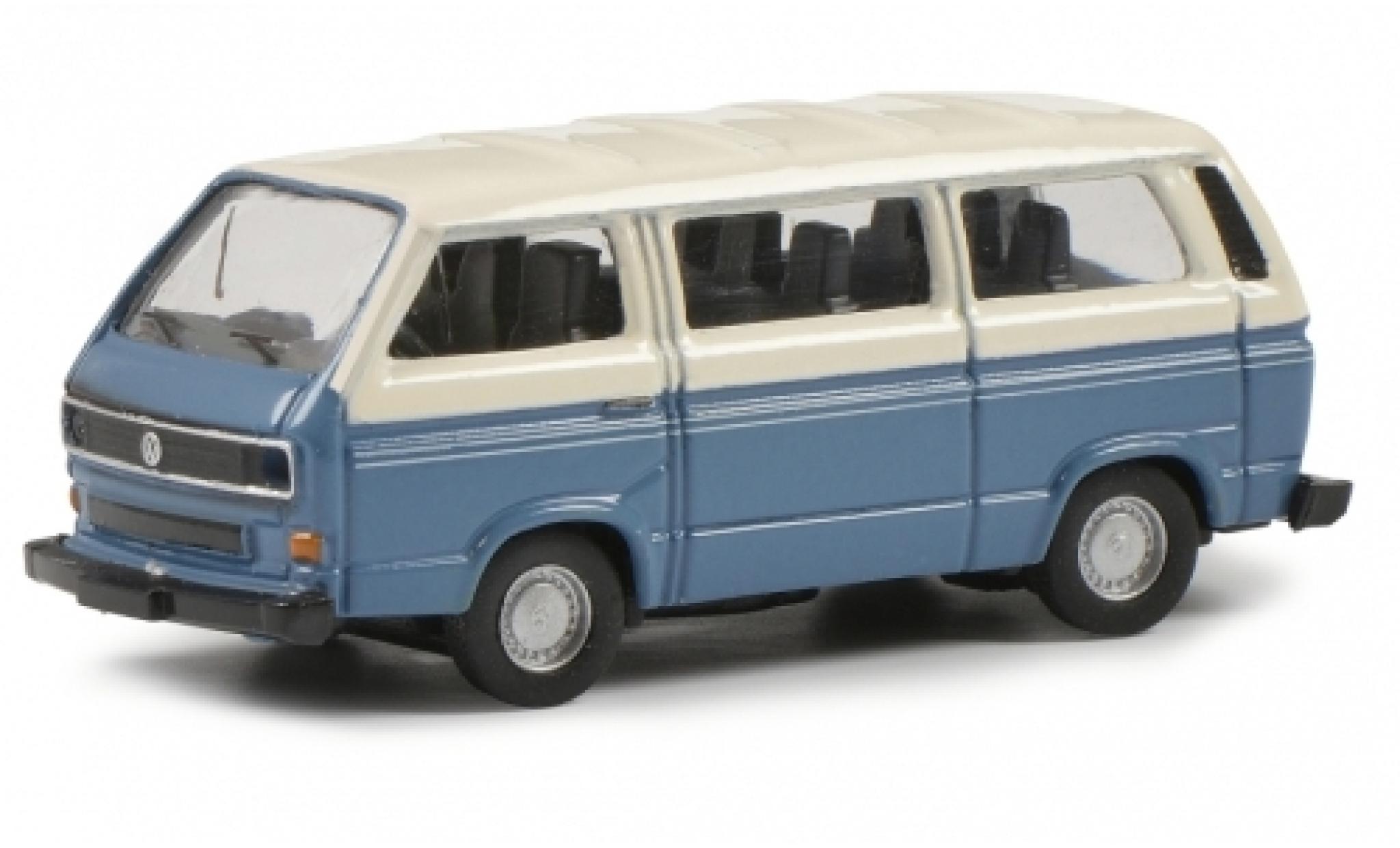 Volkswagen T3 1/87 Schuco b Bus L blauw/beige modelauto