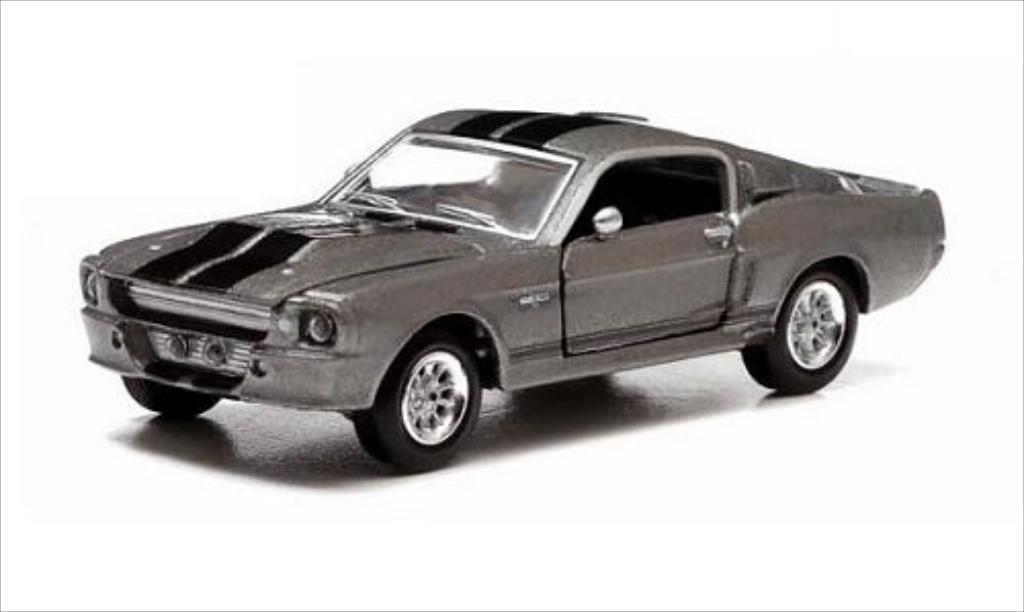 Shelby GT 500 1/64 Greenlight metallic grijs/zwart 1967 modelauto