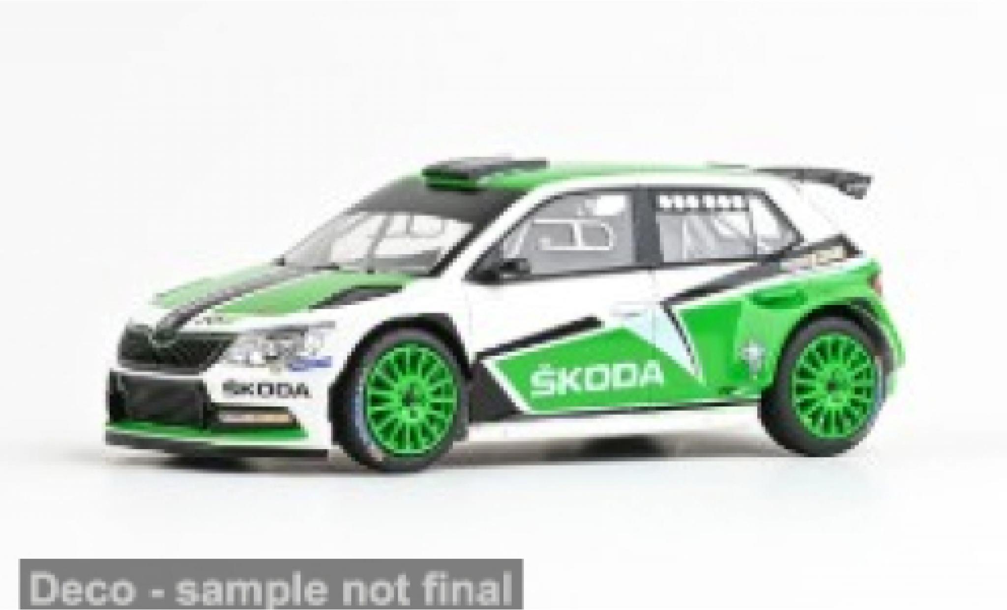 Skoda Fabia 1/43 Abrex III R5 wit/groen 2015 1:43 modelauto