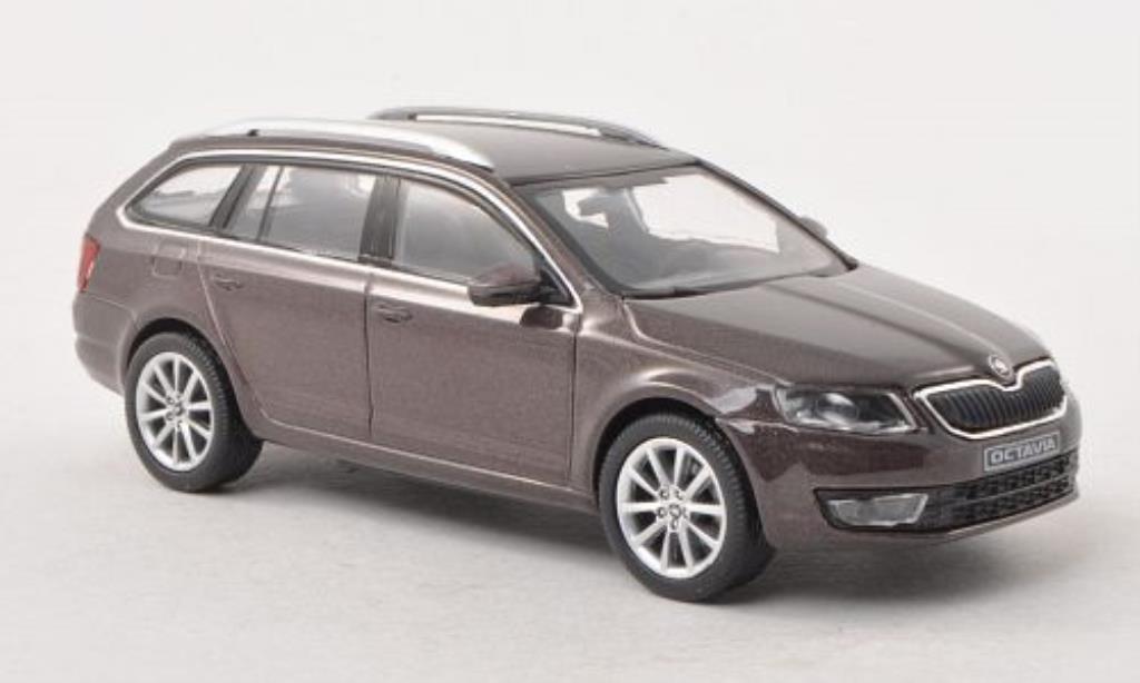 Skoda Octavia 1/43 Abrex III Combi bruin 2013 modelauto