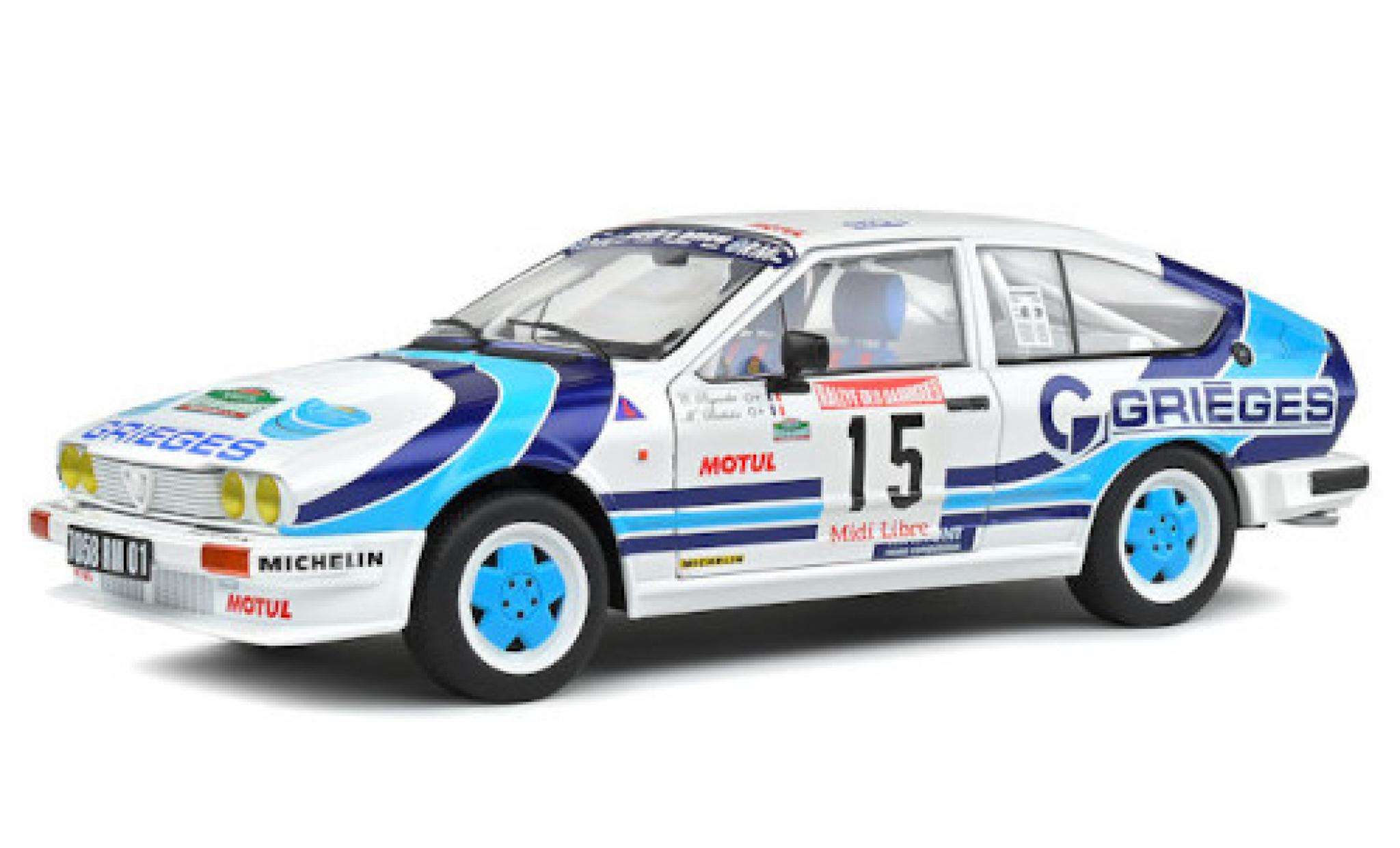 Alfa Romeo GT 1/18 Solido V6 No.15 Rally des Garrigues 1986 C.Rigollet/M.Bathelot modelauto