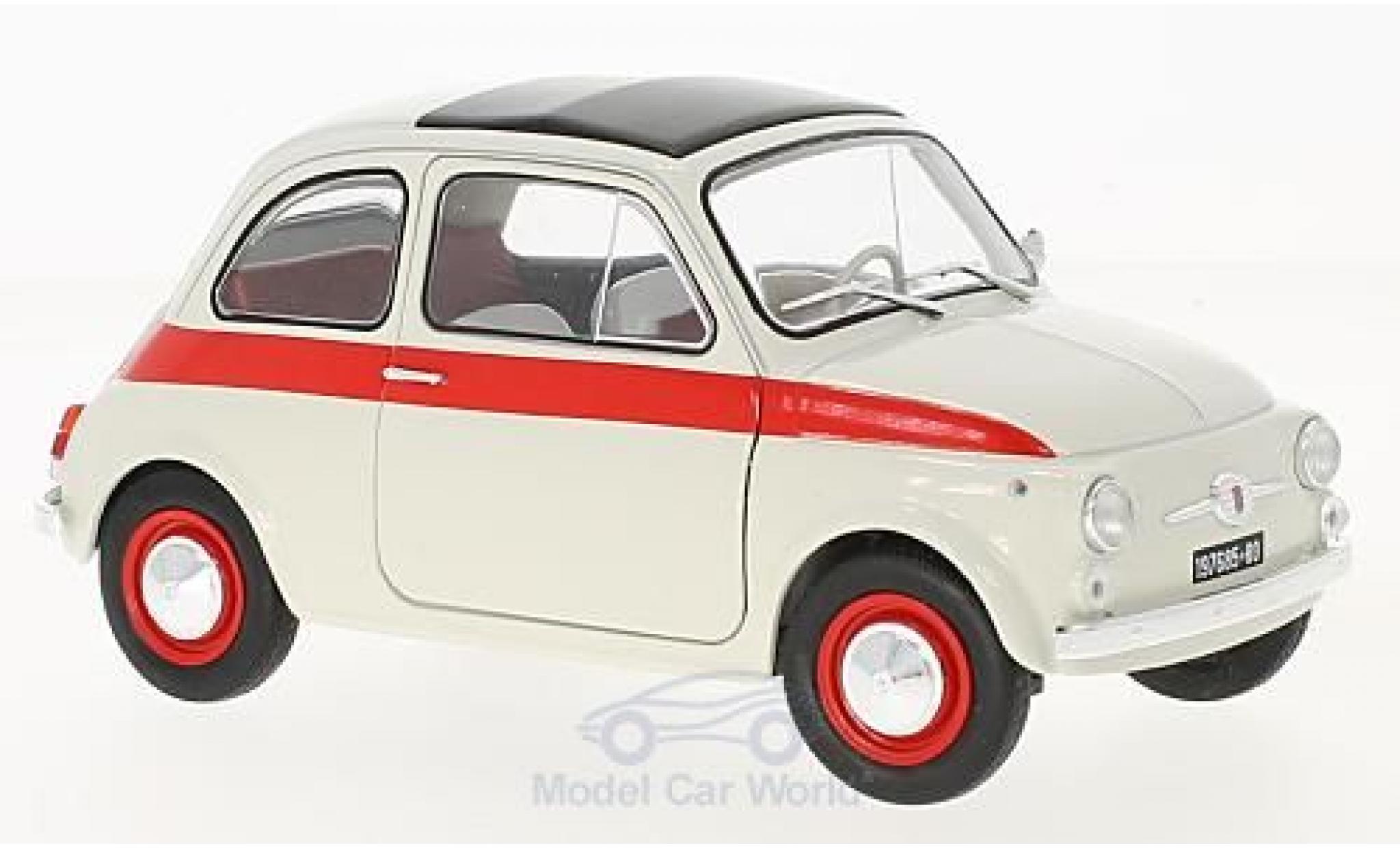 Fiat 500 Sport 1/18 Solido L Sport wit/rood 1960 modelauto