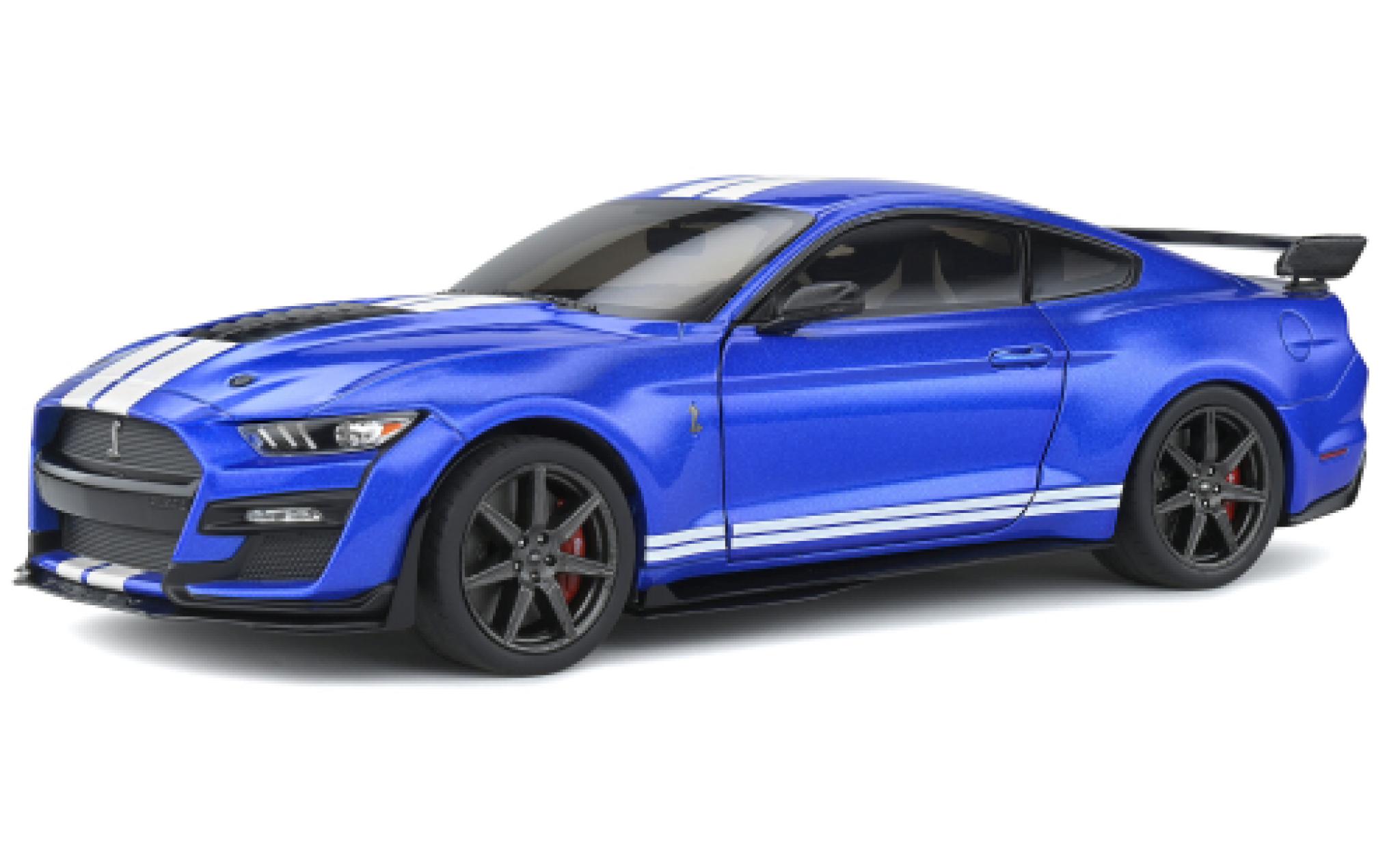 Ford Mustang 1/18 Solido Shelby GT 500 Fast Track metallic blauw/wit 2020 modelauto