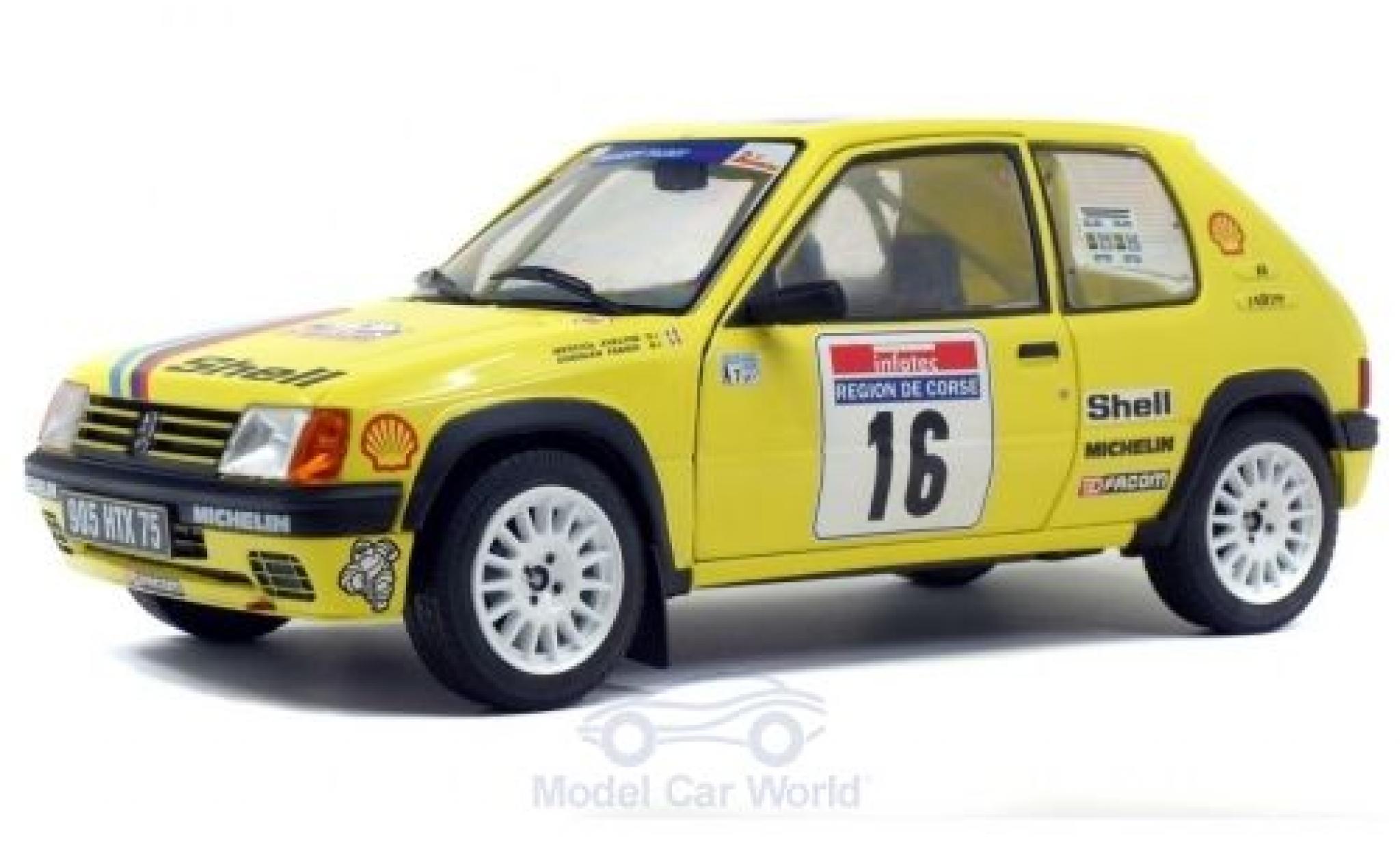 Peugeot 205 1/18 Solido Rallye No.16 Rallye WM Tour de Corse 1990 F.Doenlen/E.Merciol modelauto